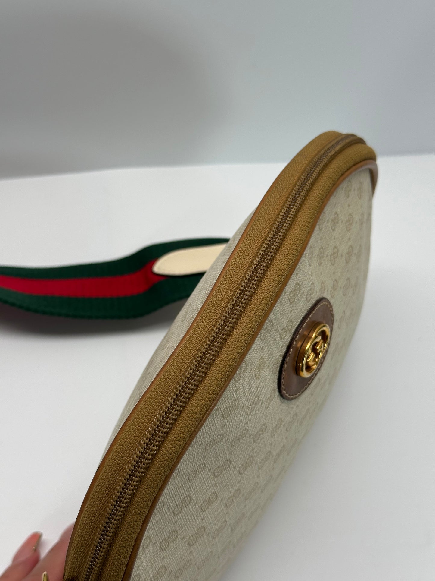 Authentic GUCCI White Micro GG Canvas Crossbody