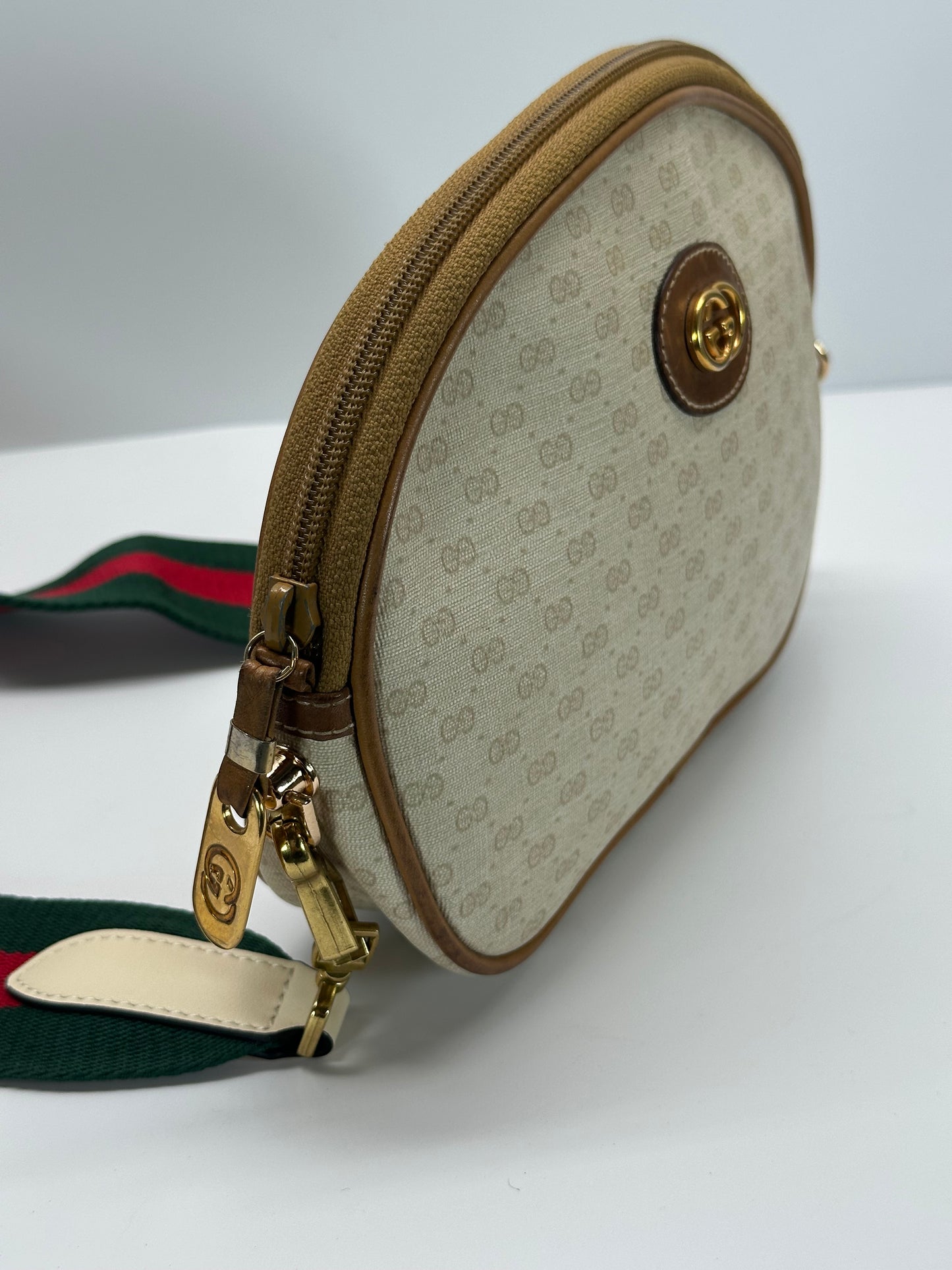 Authentic GUCCI White Micro GG Canvas Crossbody