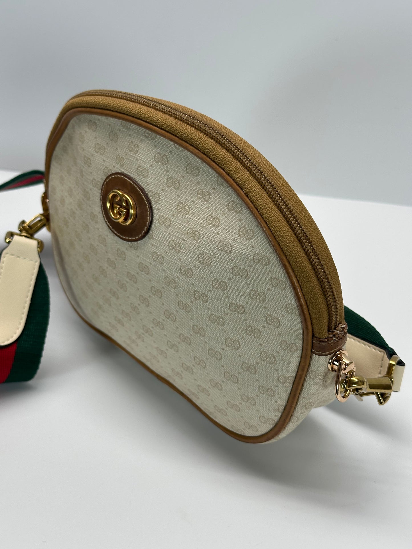 Authentic GUCCI White Micro GG Canvas Crossbody