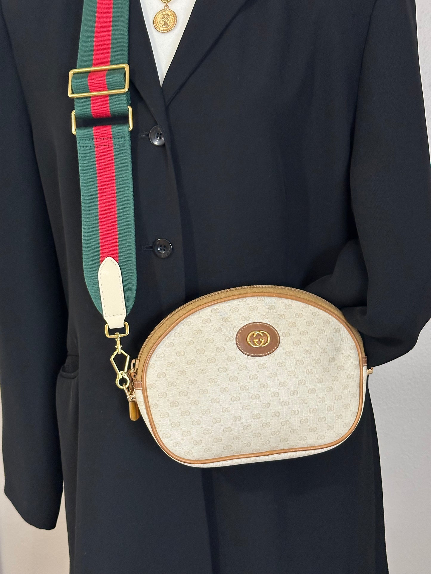 Authentic GUCCI White Micro GG Canvas Crossbody