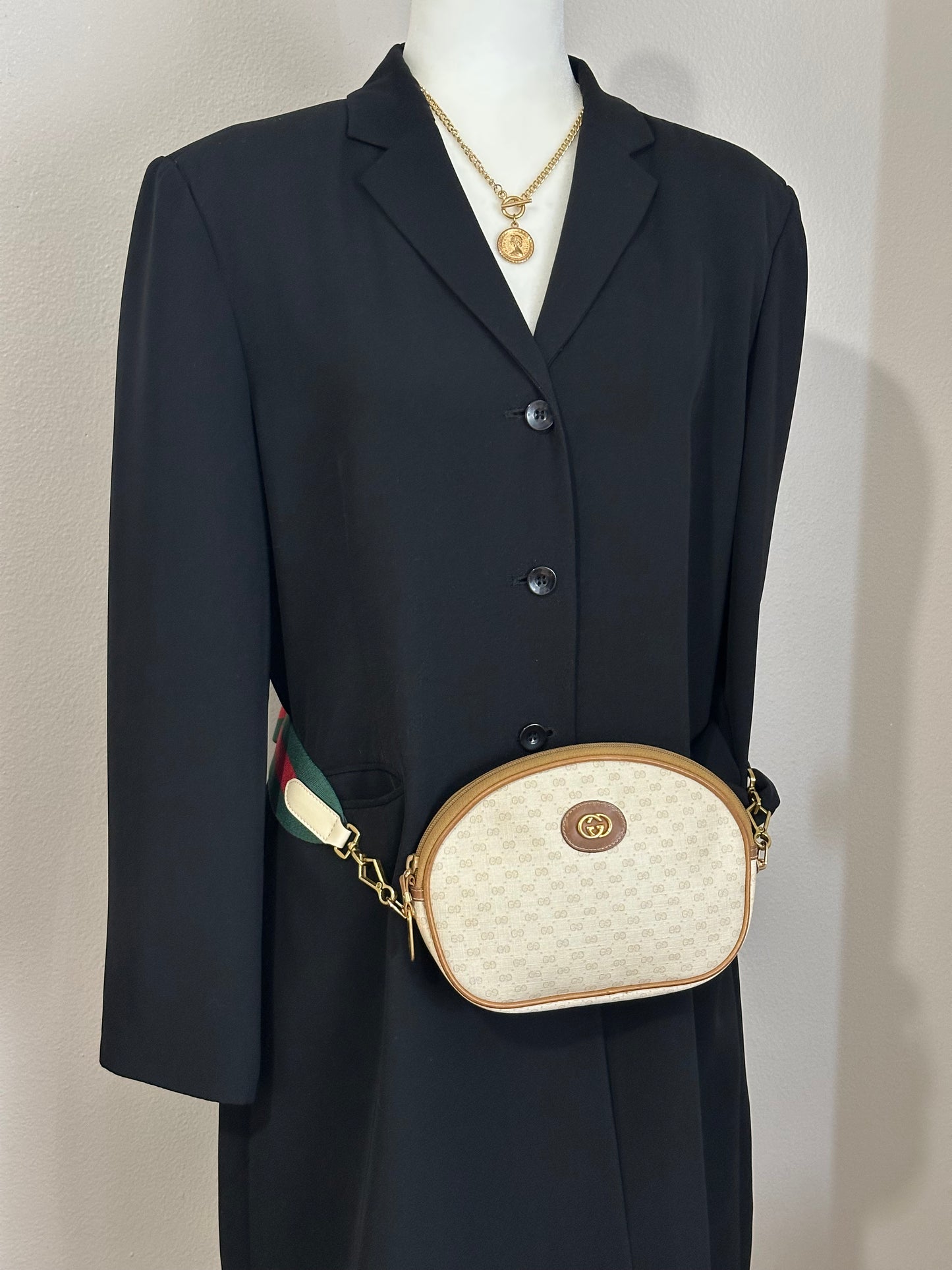 Authentic GUCCI White Micro GG Canvas Crossbody