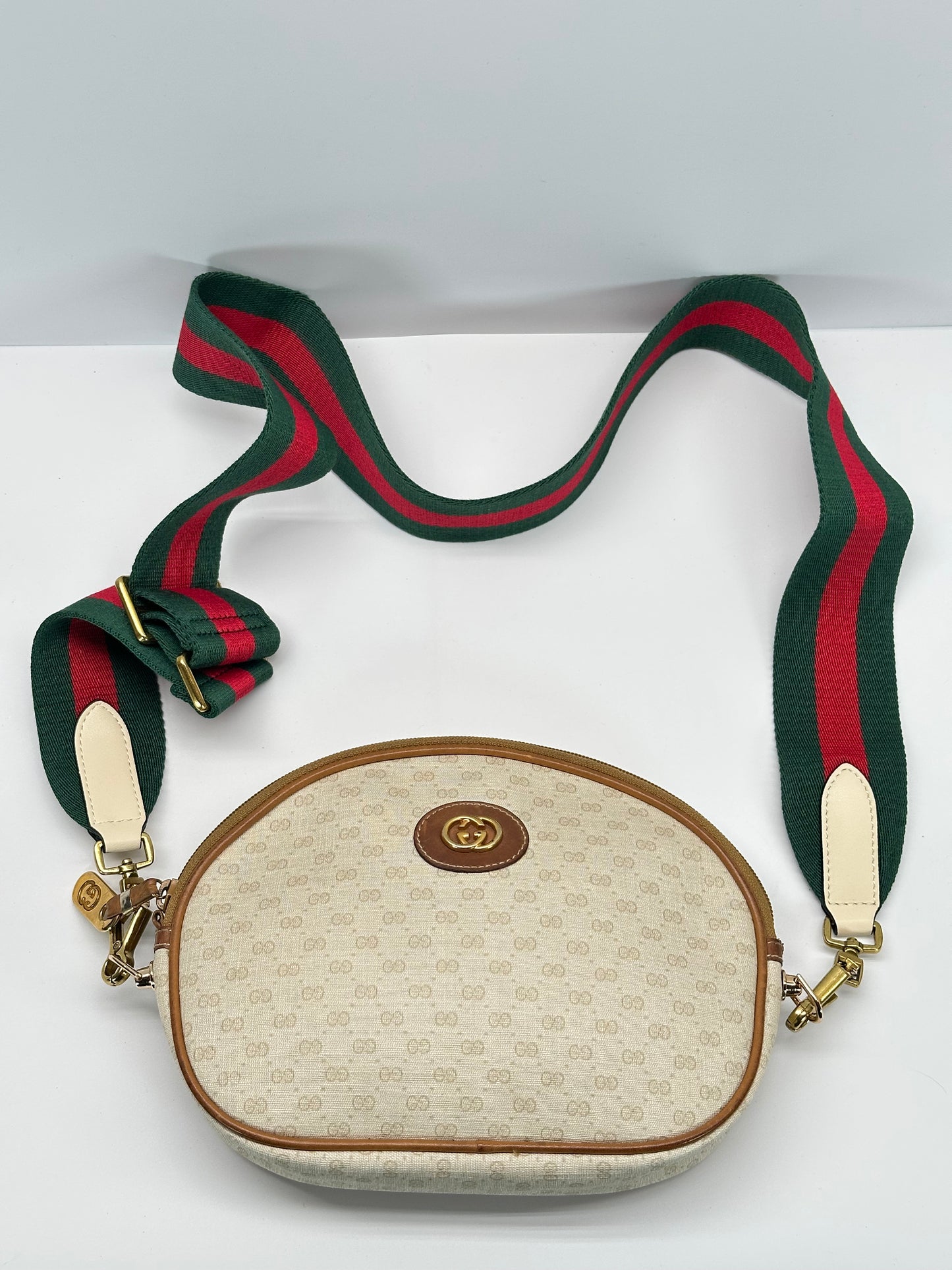 Authentic GUCCI White Micro GG Canvas Crossbody