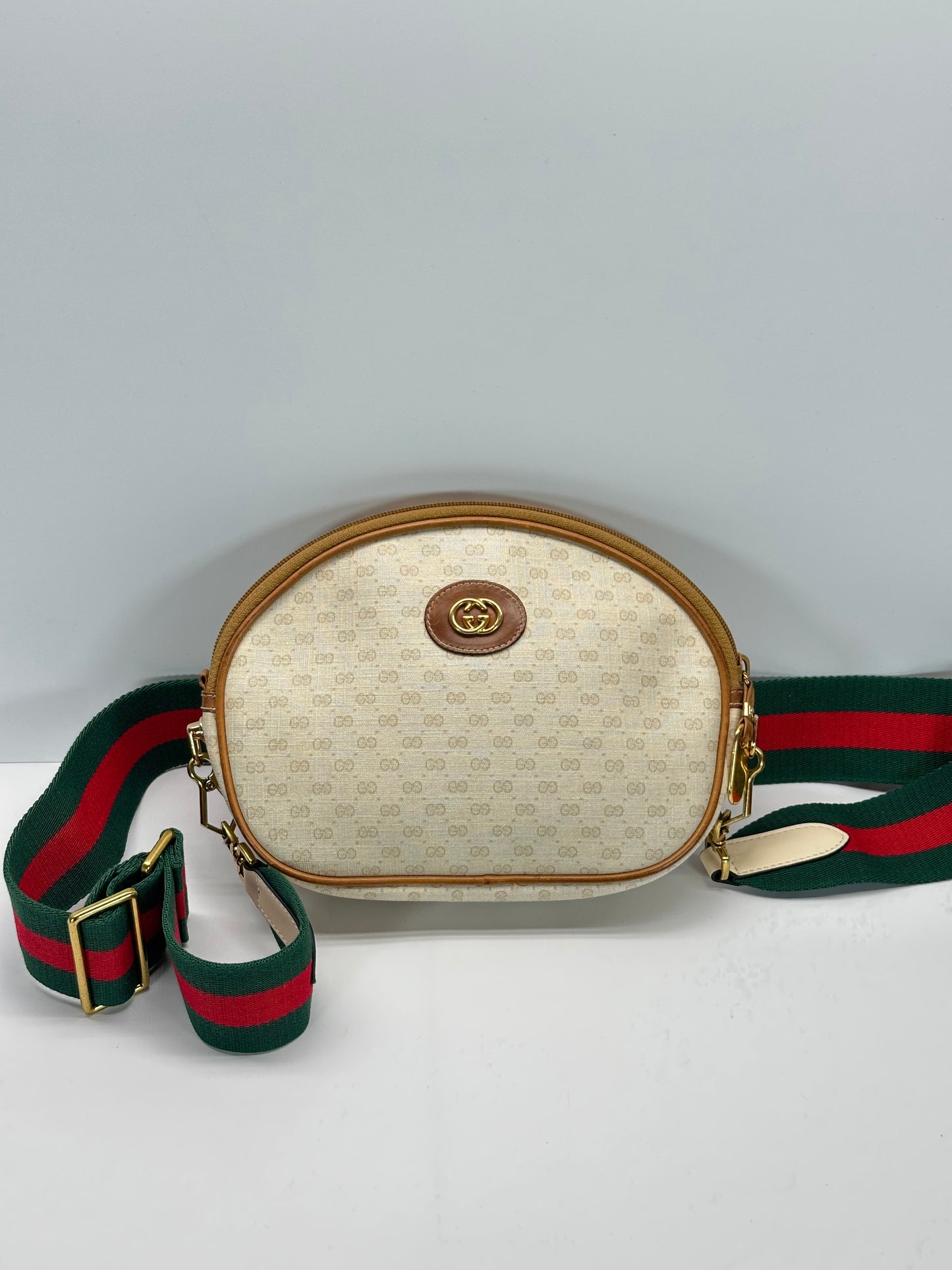 Authentic GUCCI White Micro GG Canvas Crossbody