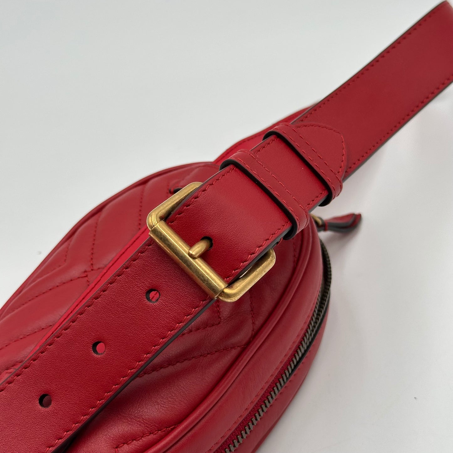 Authentic GUCCI Red GG Marmont Belt Bag