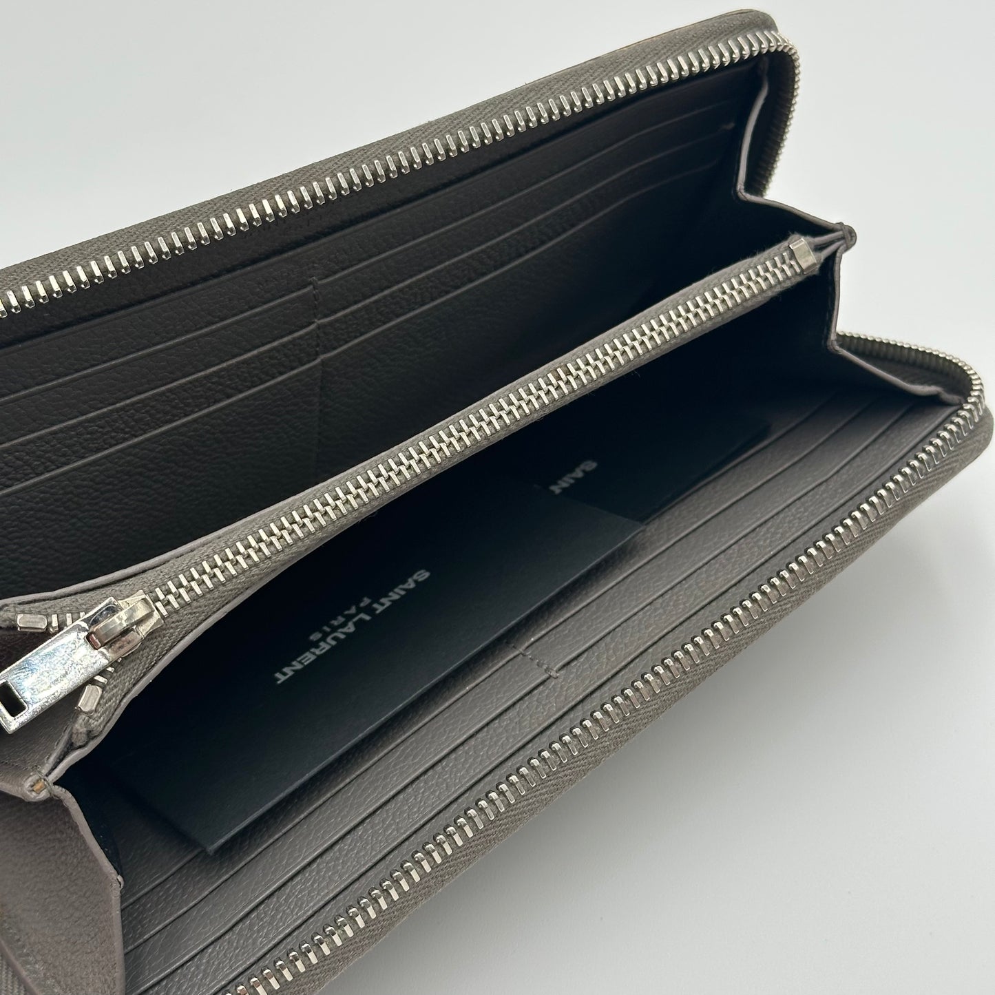 Authentic YSL Gray Rive Gauche Zipper Wallet