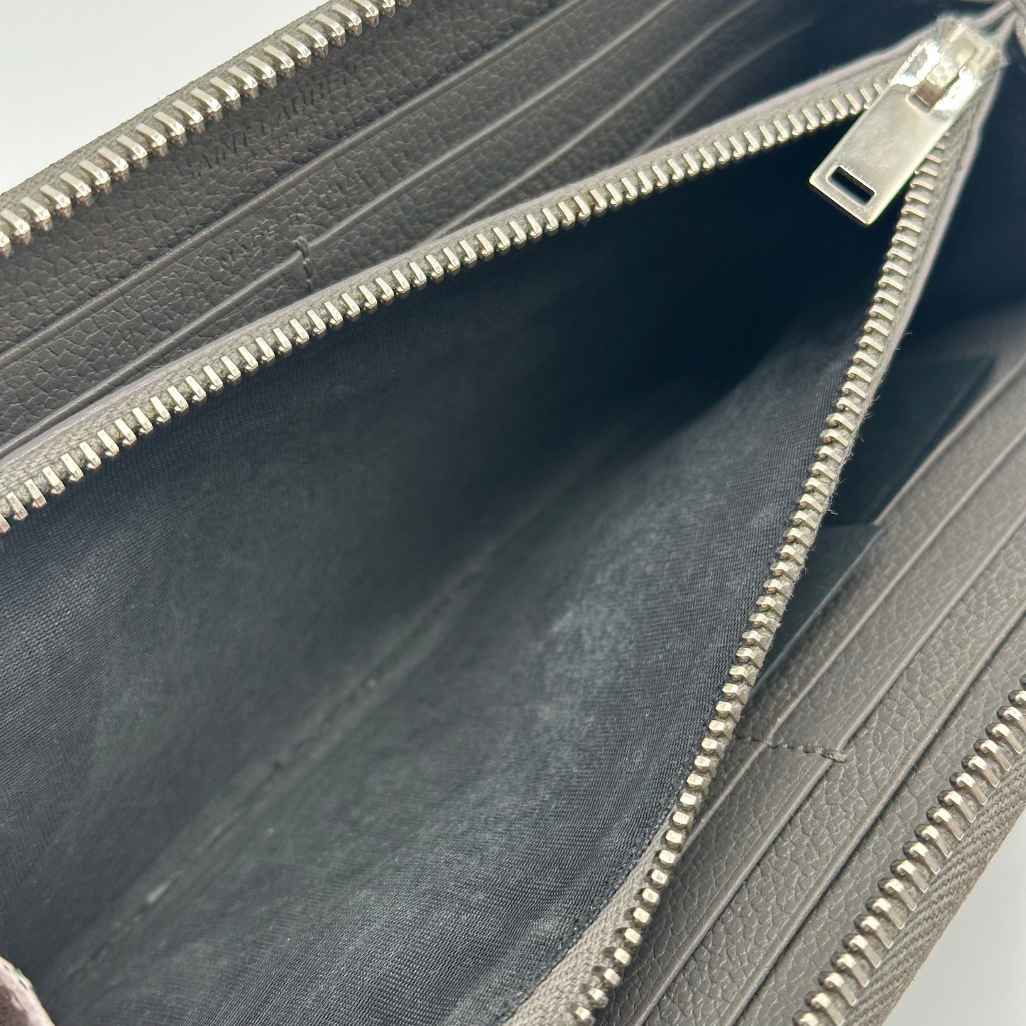 Authentic YSL Gray Rive Gauche Zipper Wallet