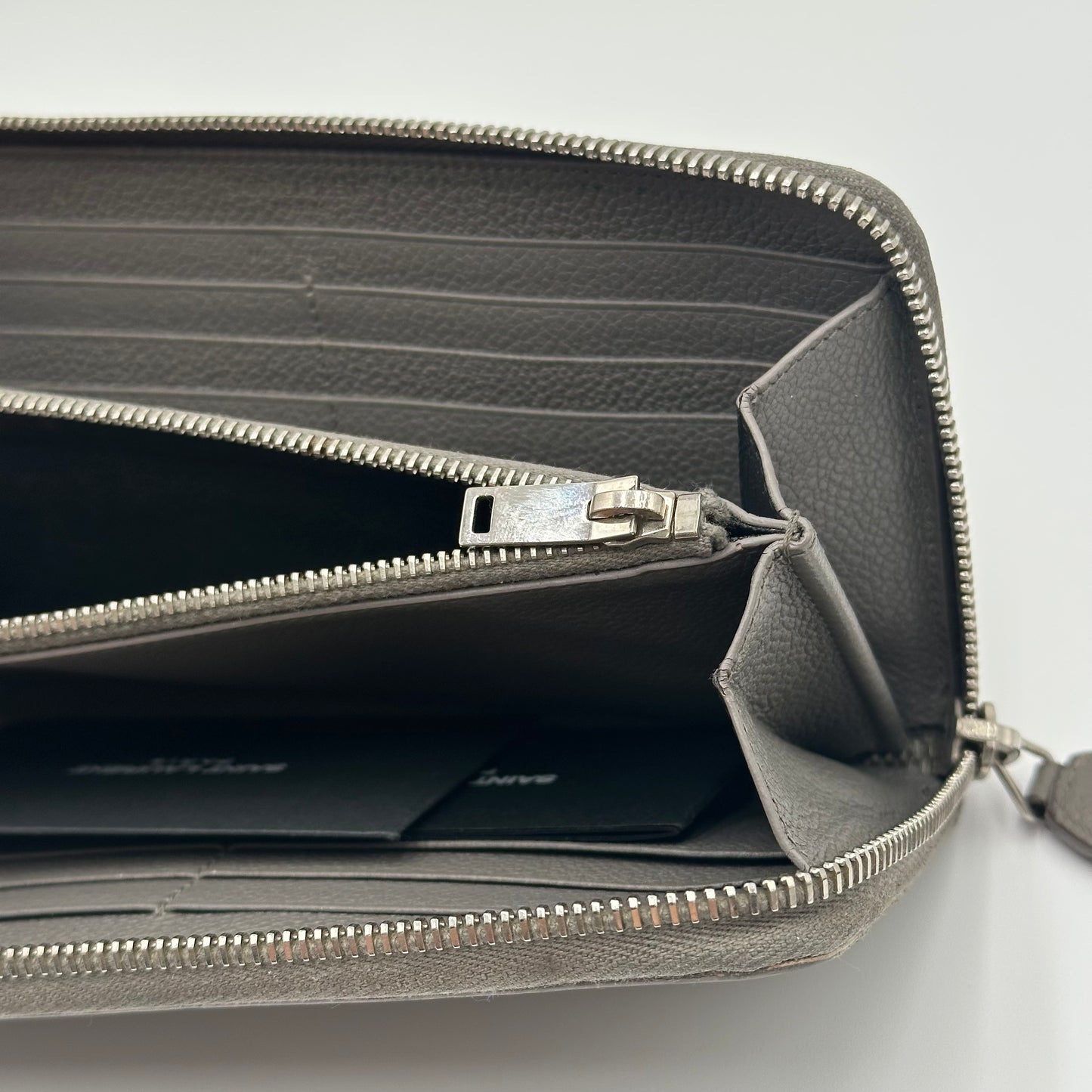 Authentic YSL Gray Rive Gauche Zipper Wallet