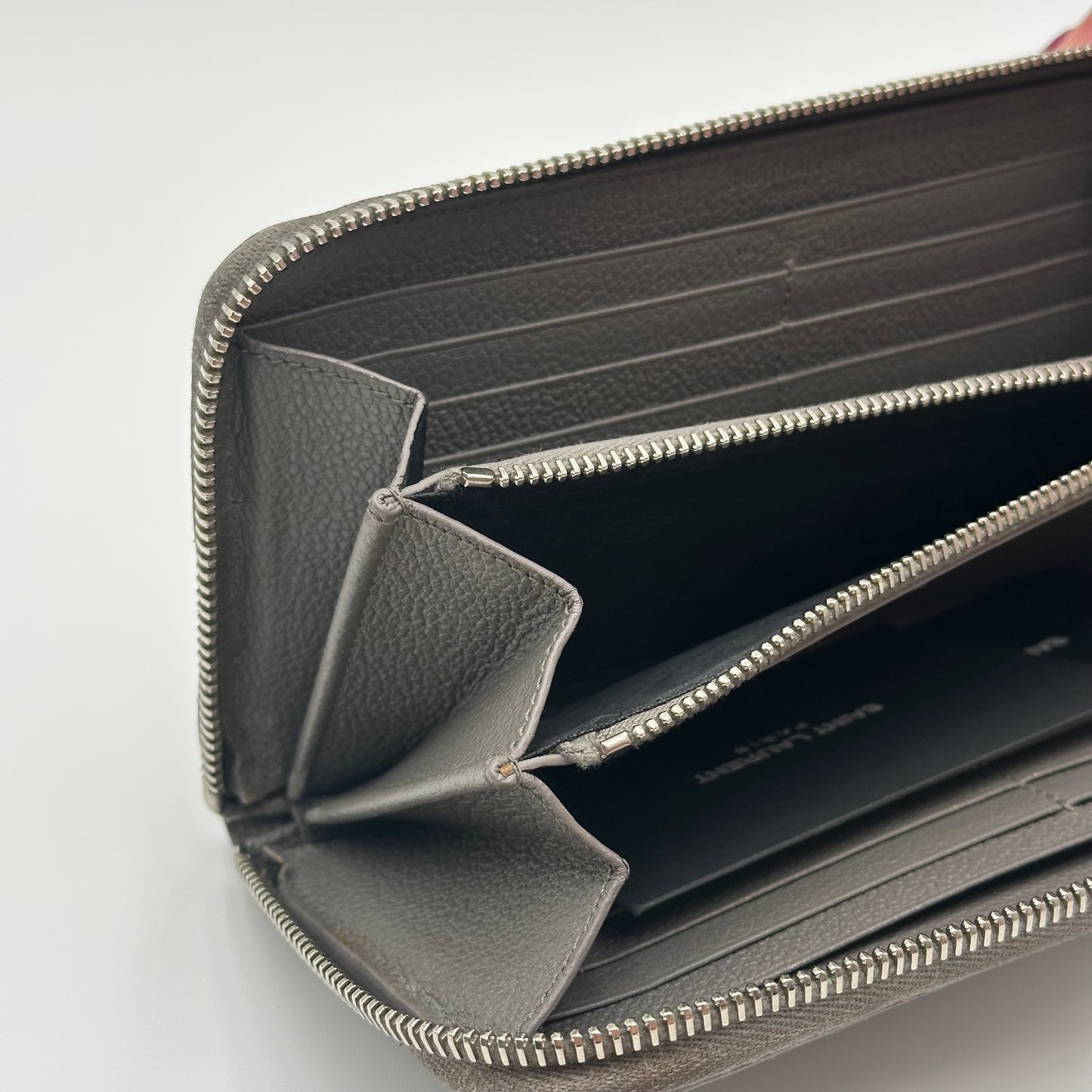 Authentic YSL Gray Rive Gauche Zipper Wallet