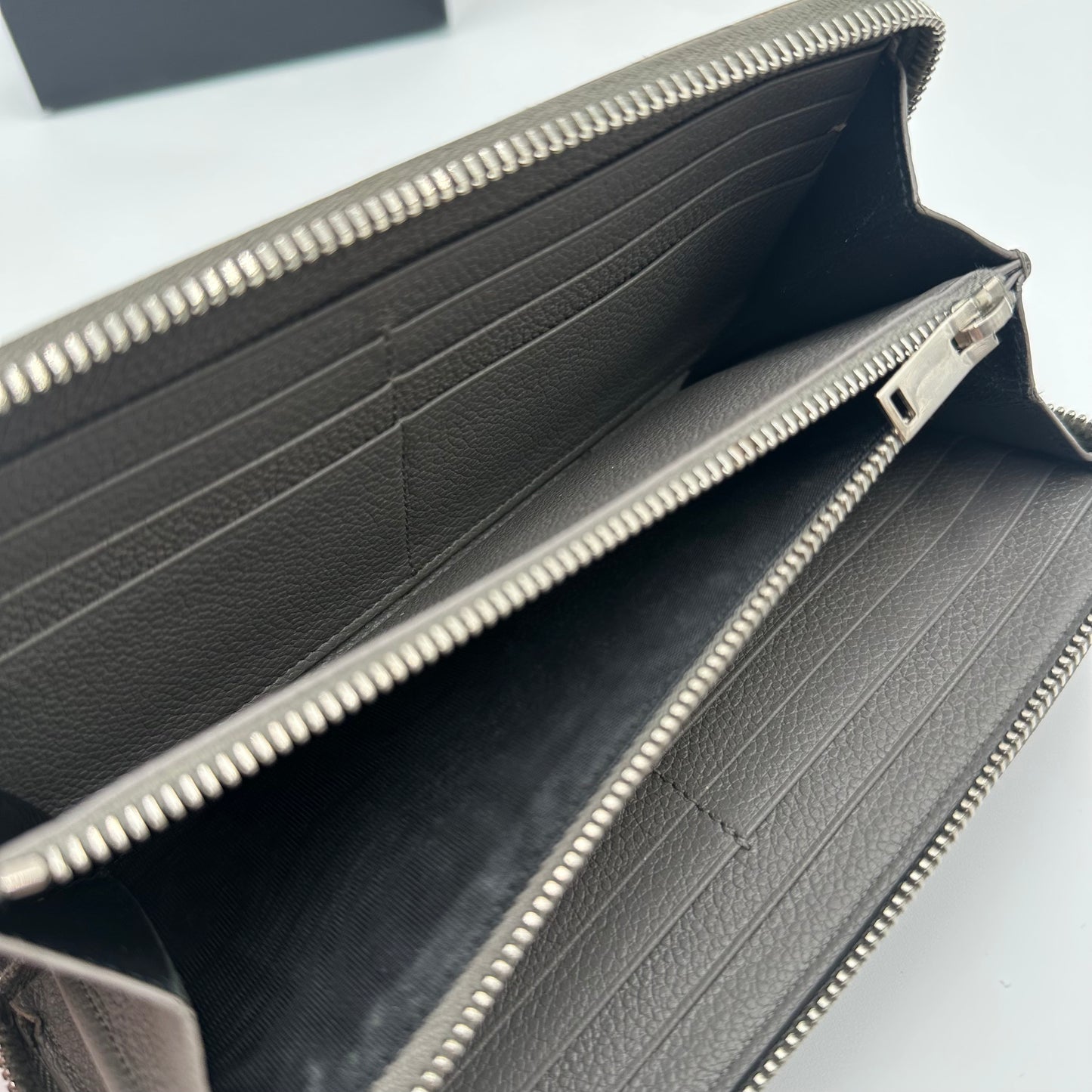 Authentic YSL Gray Rive Gauche Zipper Wallet
