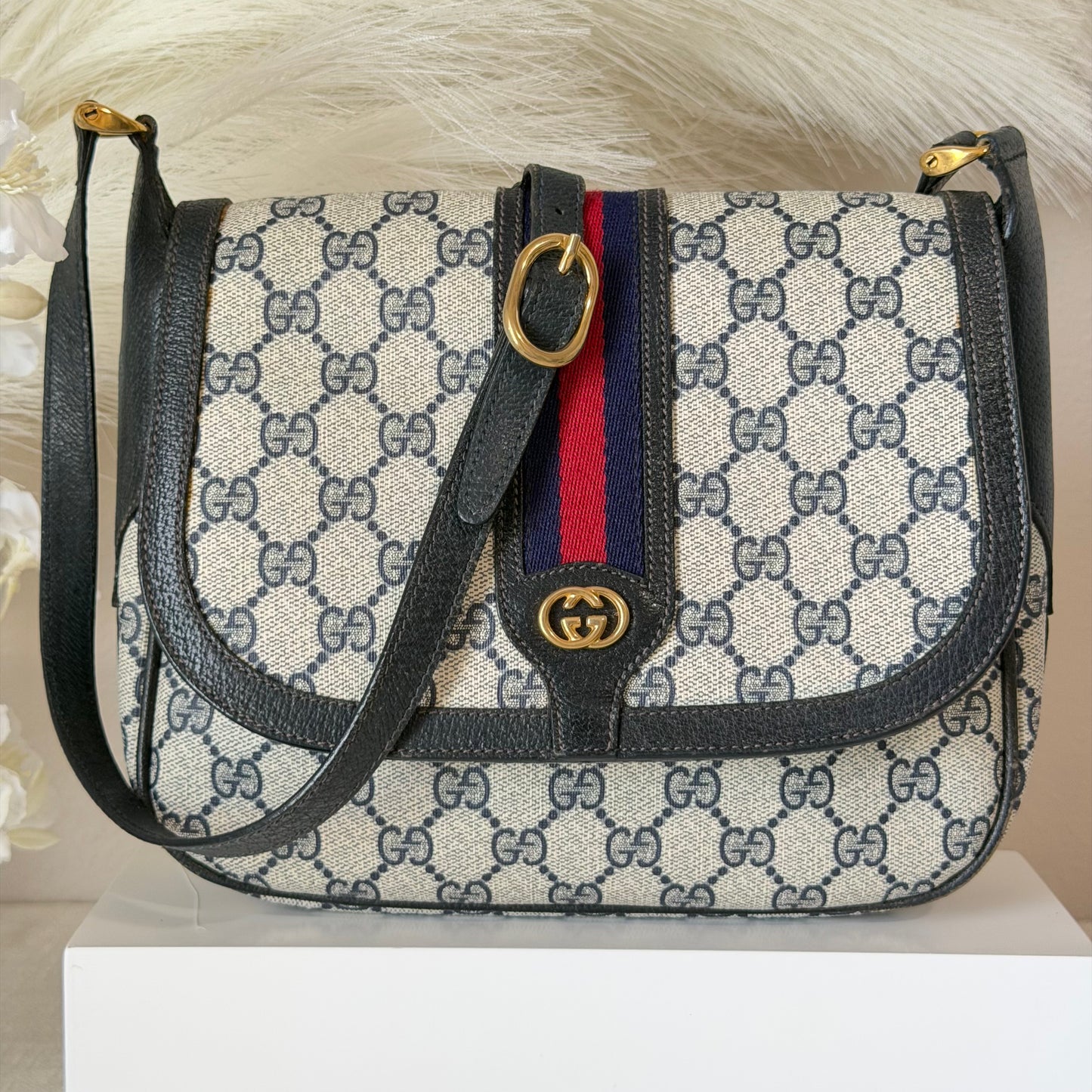 Authentic GUCCI Navy Web Crossbody