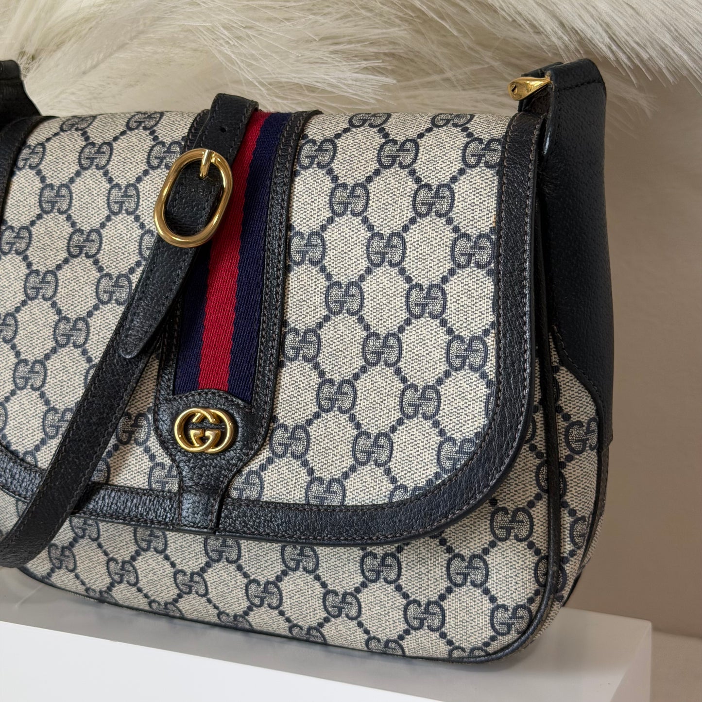 Authentic GUCCI Navy Web Crossbody