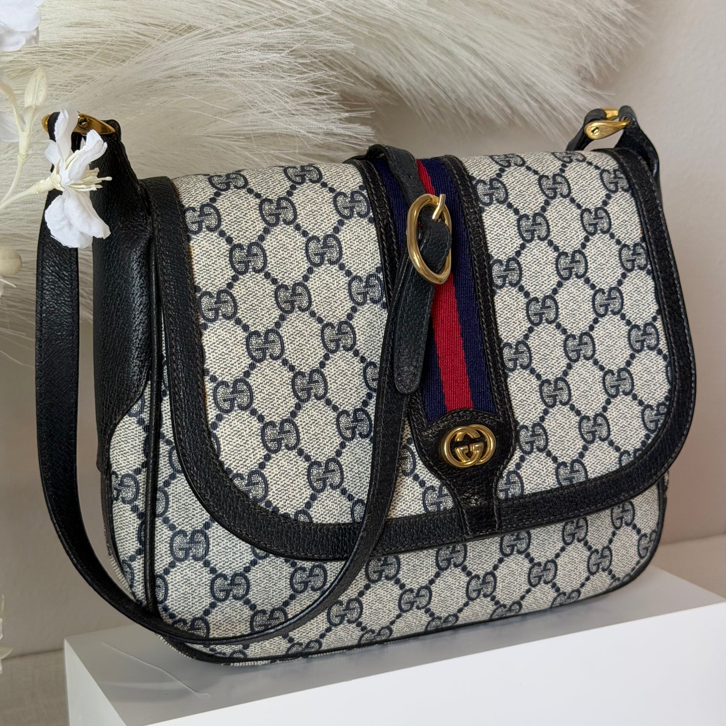 Authentic GUCCI Navy Web Crossbody