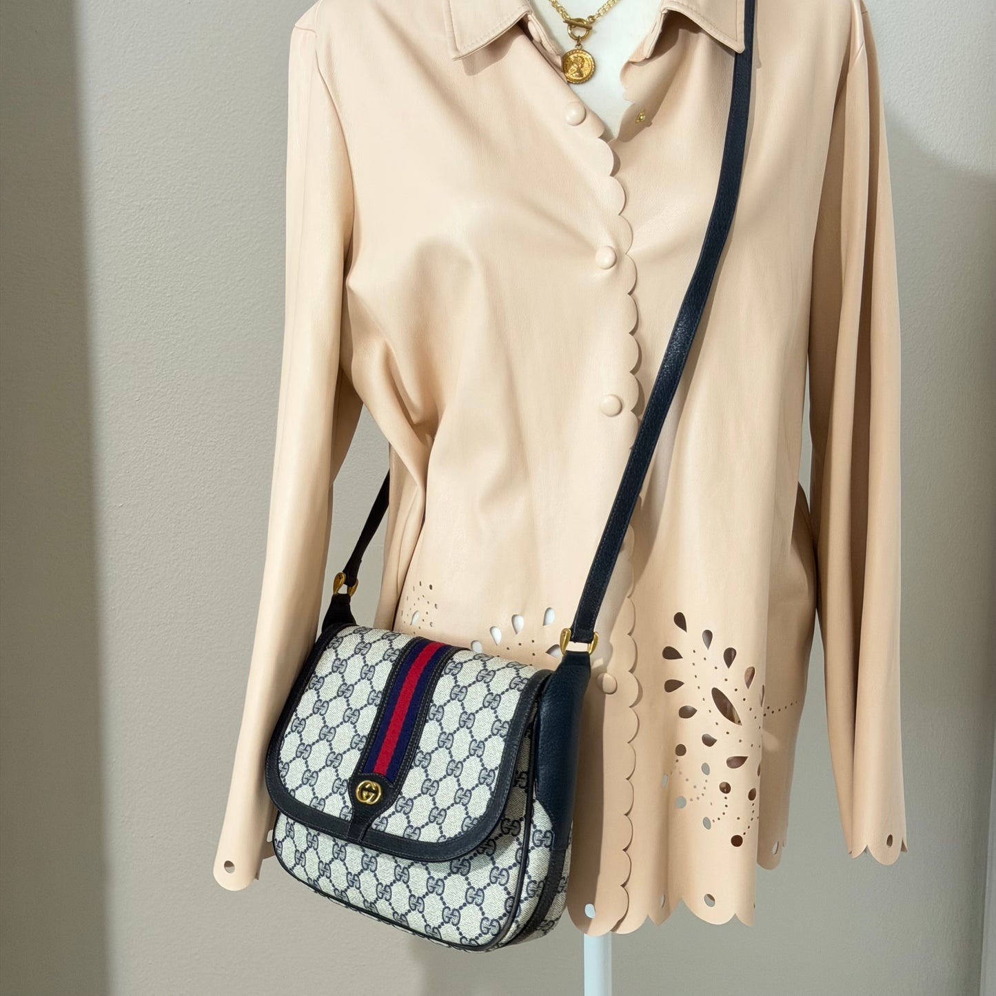 Authentic GUCCI Navy Web Crossbody