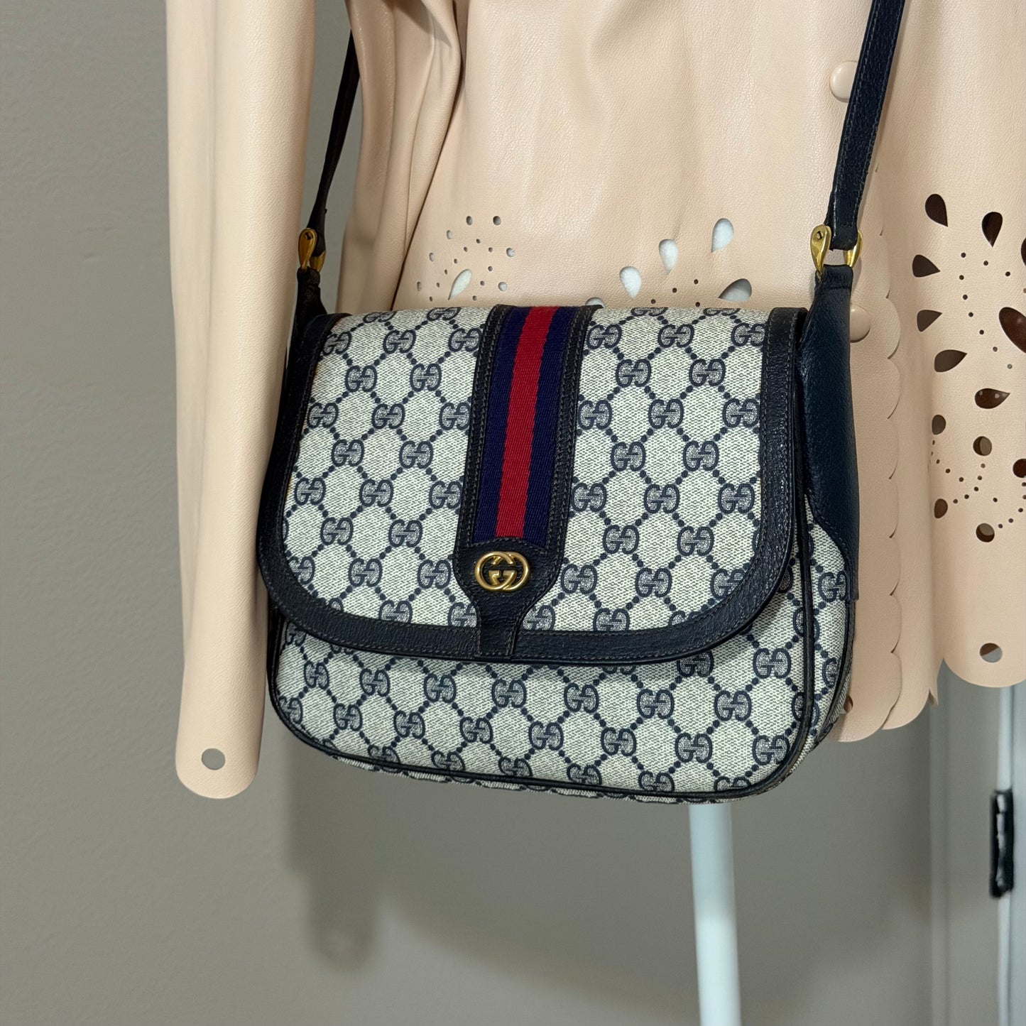 Authentic GUCCI Navy Web Crossbody