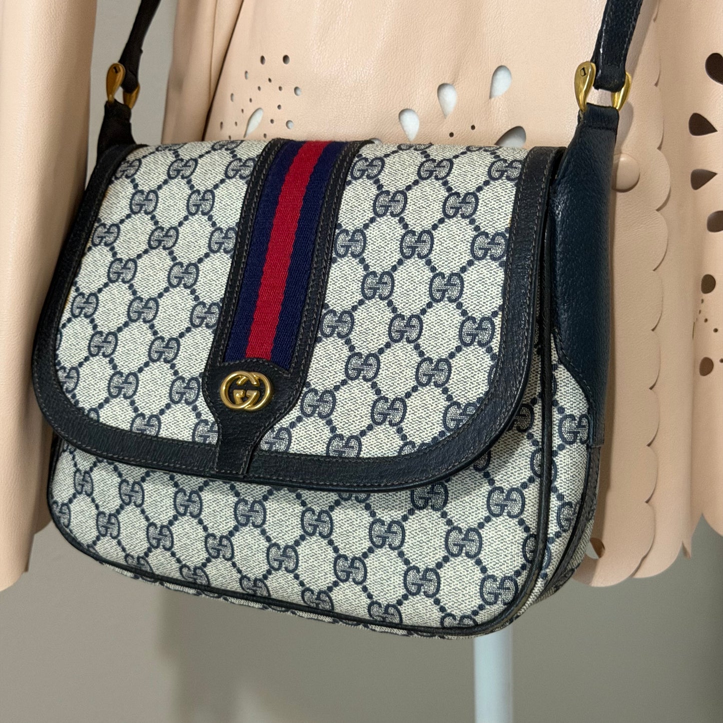 Authentic GUCCI Navy Web Crossbody