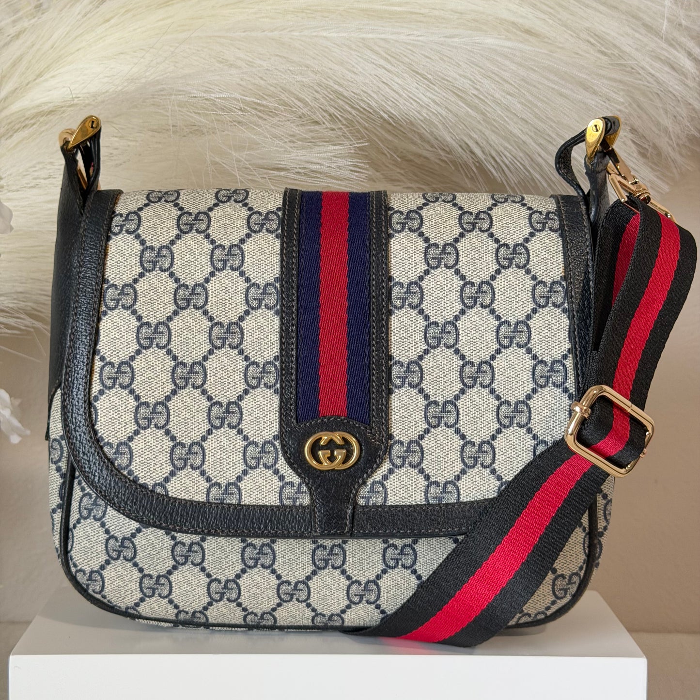 Authentic GUCCI Navy Web Crossbody
