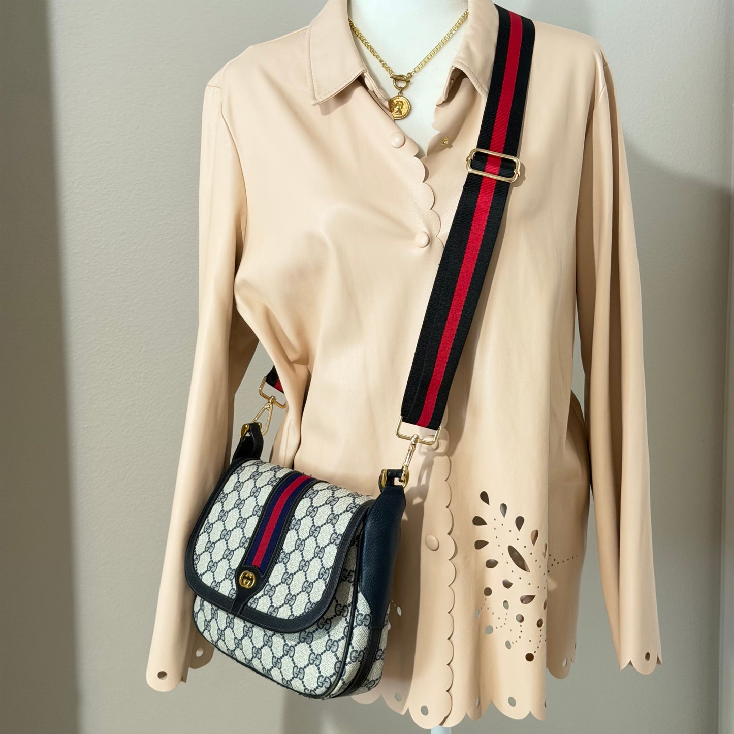 Authentic GUCCI Navy Web Crossbody