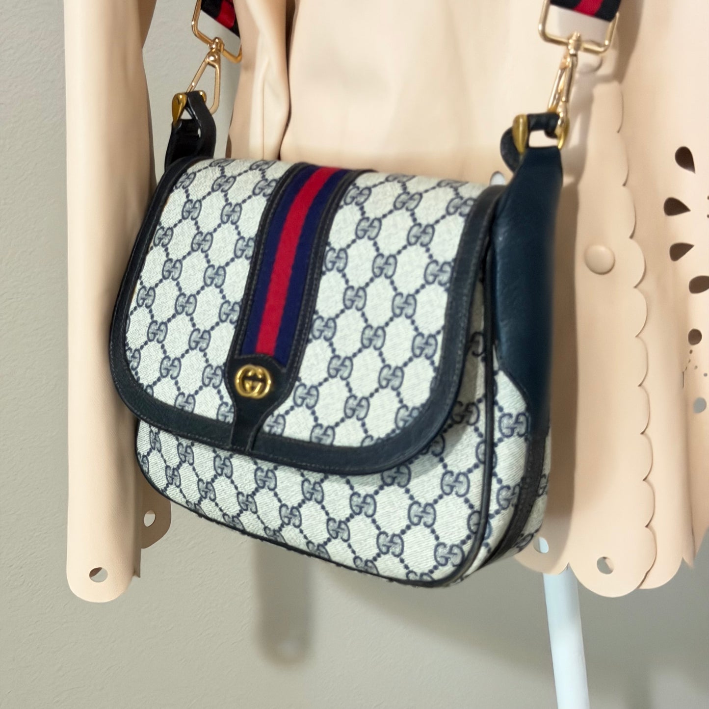 Authentic GUCCI Navy Web Crossbody