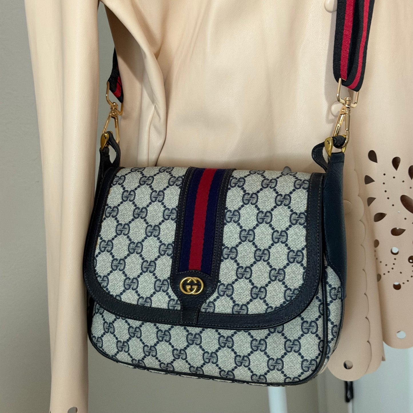 Authentic GUCCI Navy Web Crossbody
