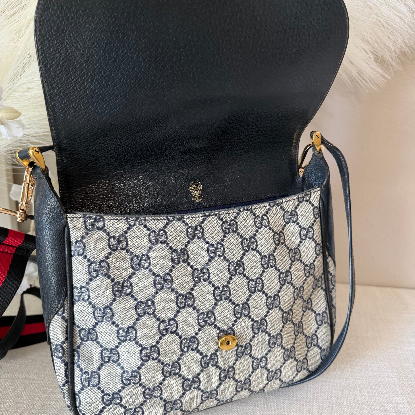Authentic GUCCI Navy Web Crossbody
