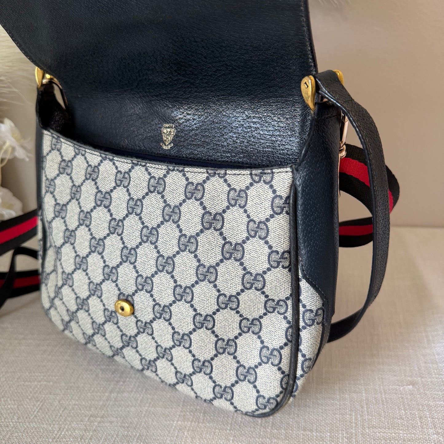 Authentic GUCCI Navy Web Crossbody
