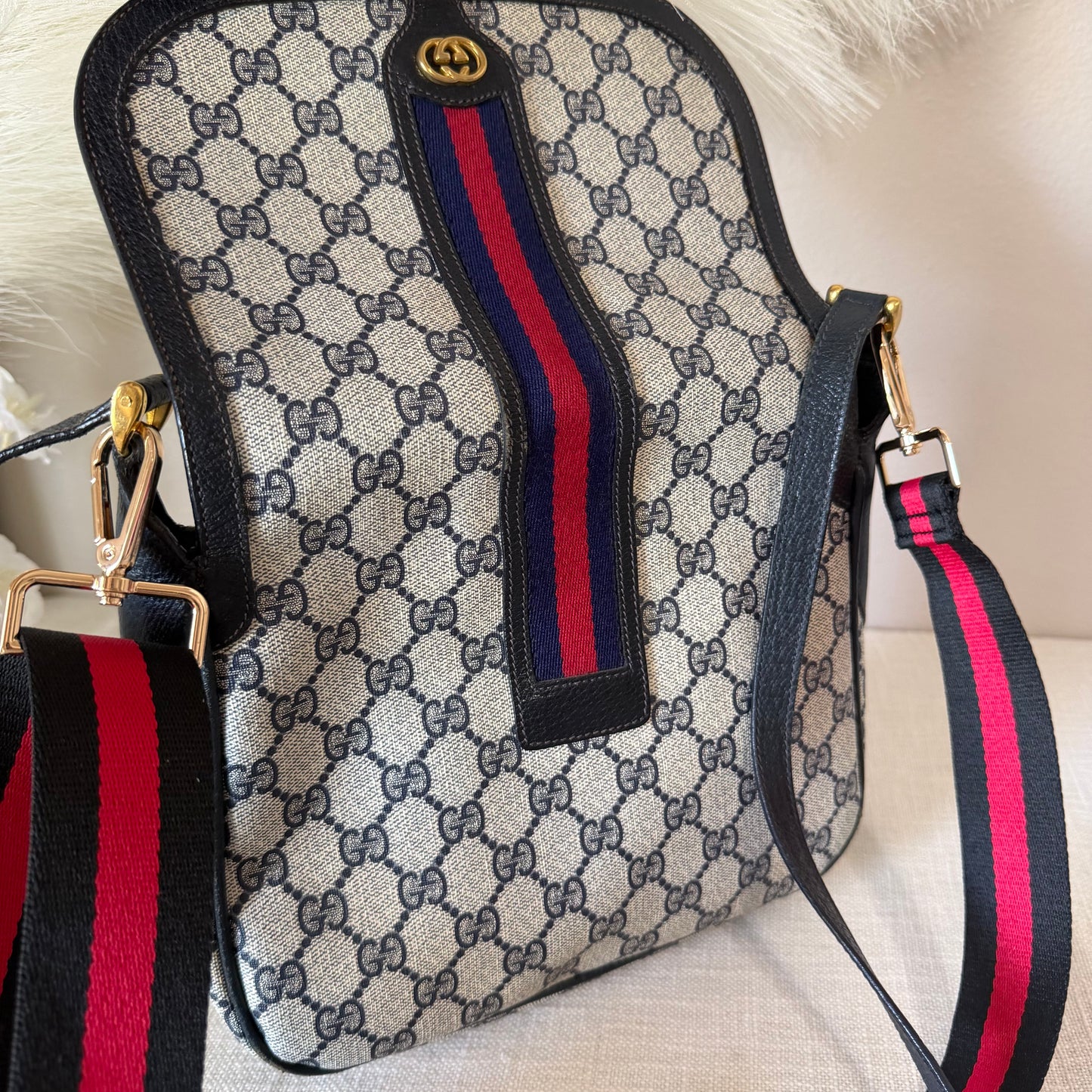 Authentic GUCCI Navy Web Crossbody