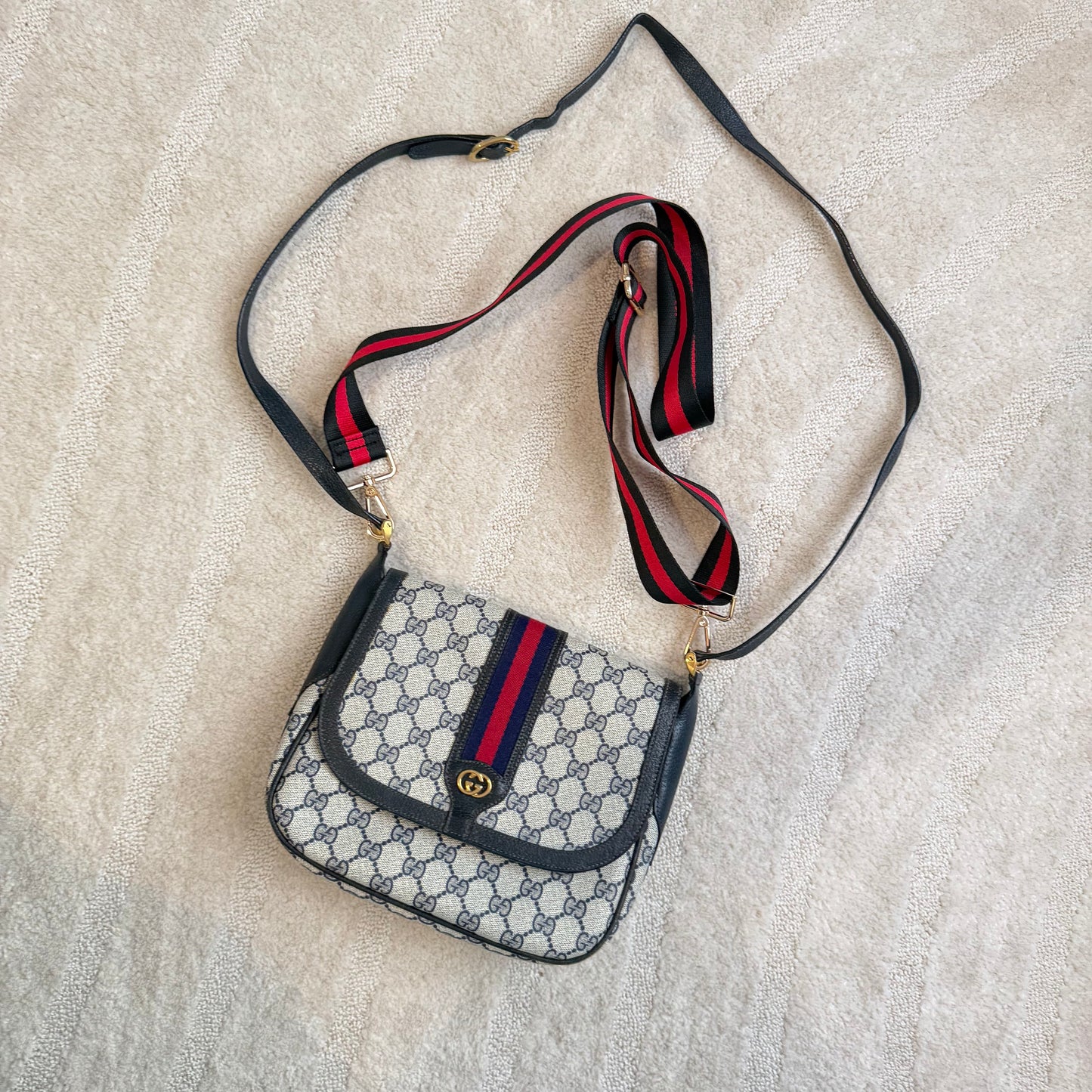 Authentic GUCCI Navy Web Crossbody