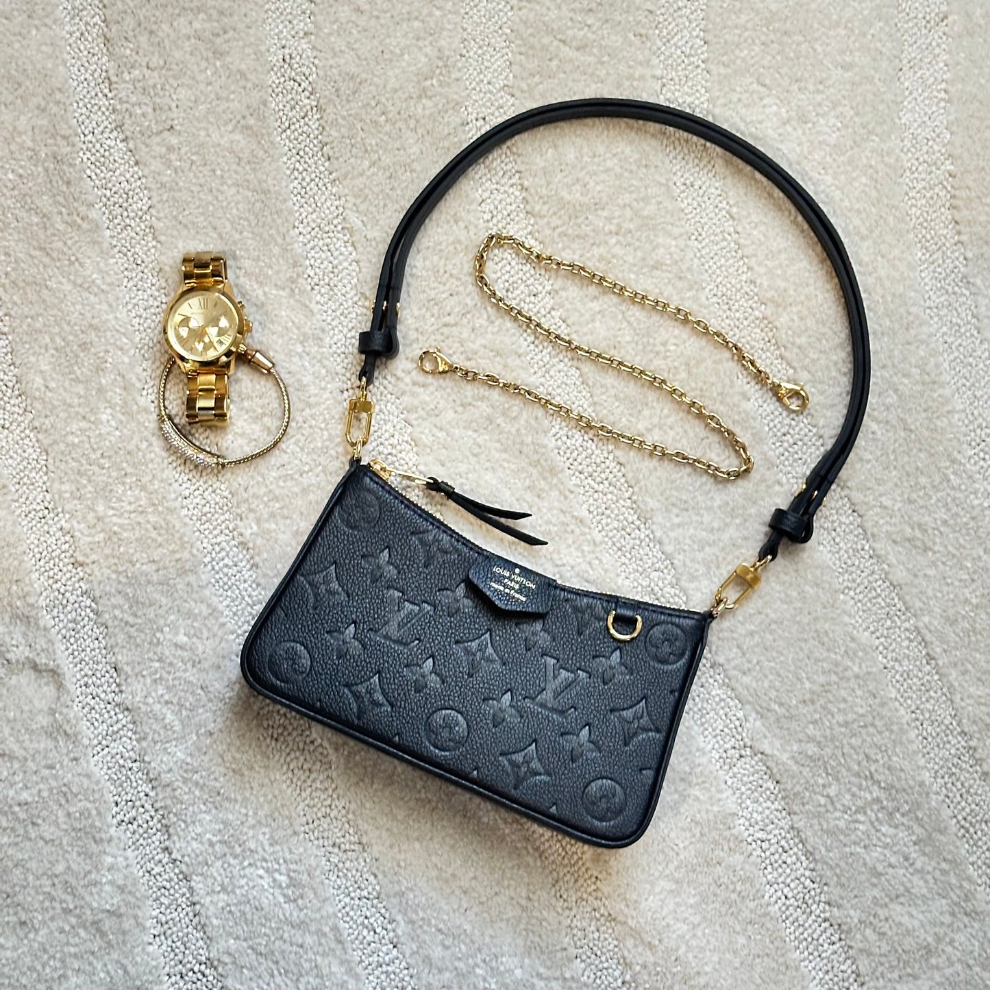Authentic Louis Vuitton Monogram Black Empreinte Easy Pouch Crossbody