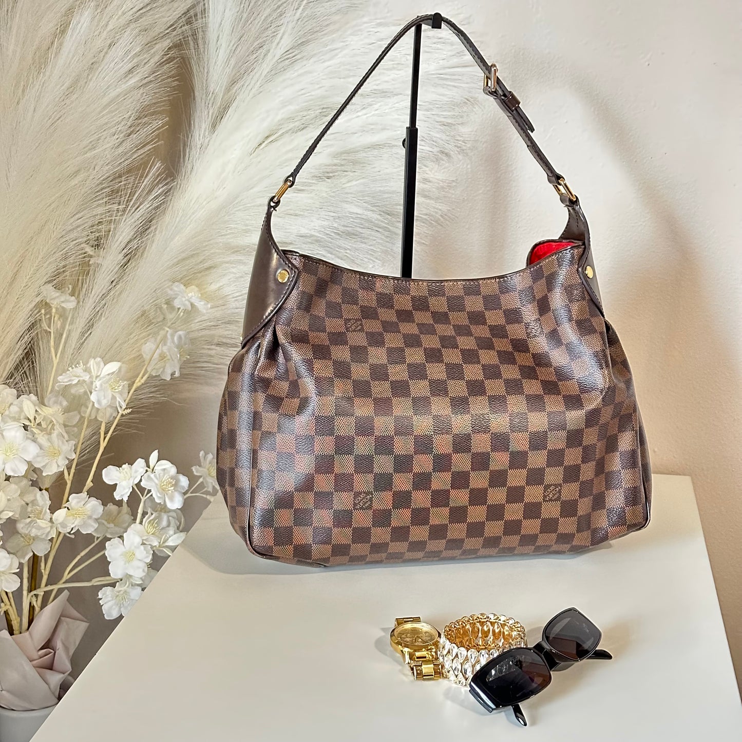 Authentic Louis Vuitton Damier Ebene Reggia Handbag Tote