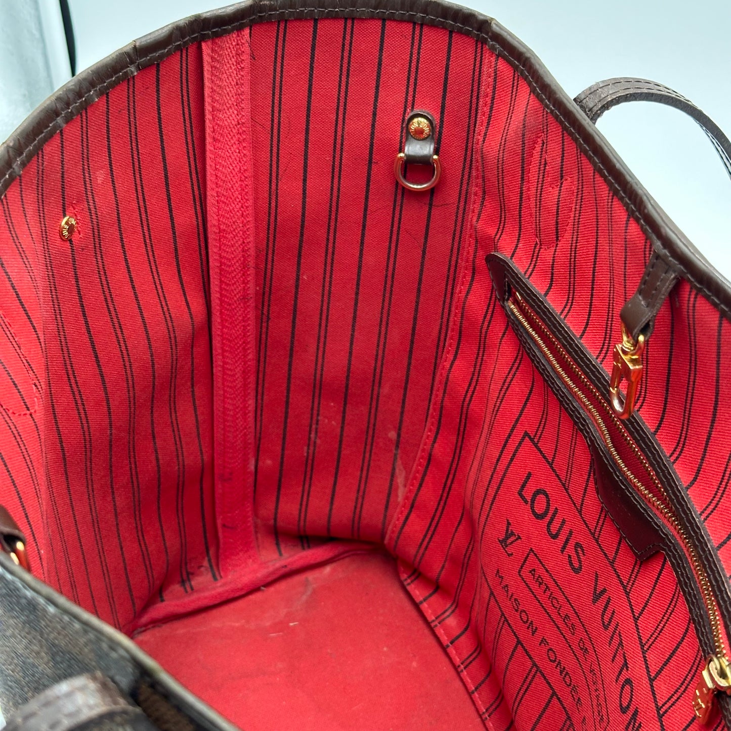 Authentic Louis Vuitton 2014 Damier Ebene Neverfull MM