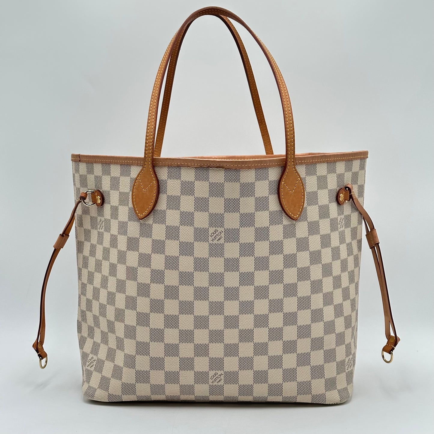 Authentic Louis Vuitton 2019 Damier Azur Neverfull MM Tote Handbag with Dust Bag
