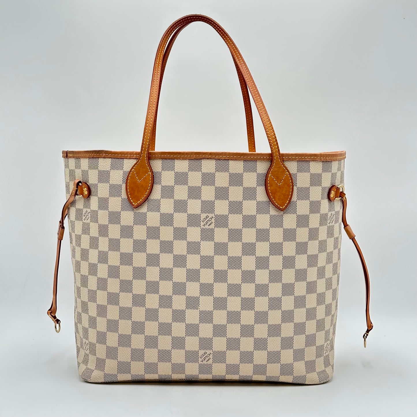 Authentic Louis Vuitton 2019 Damier Azur Neverfull MM Tote Handbag with Dust Bag