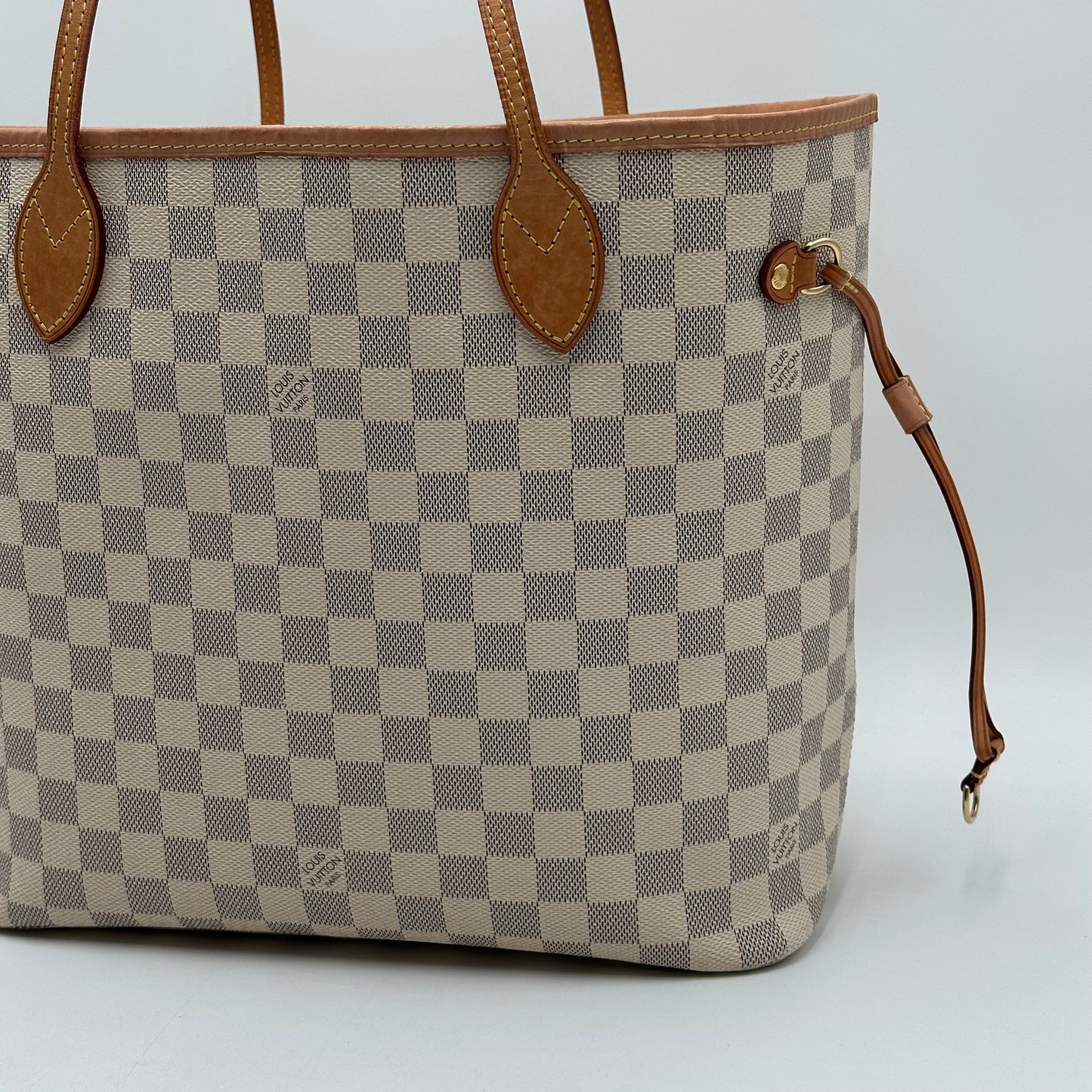 Authentic Louis Vuitton 2019 Damier Azur Neverfull MM Tote Handbag with Dust Bag