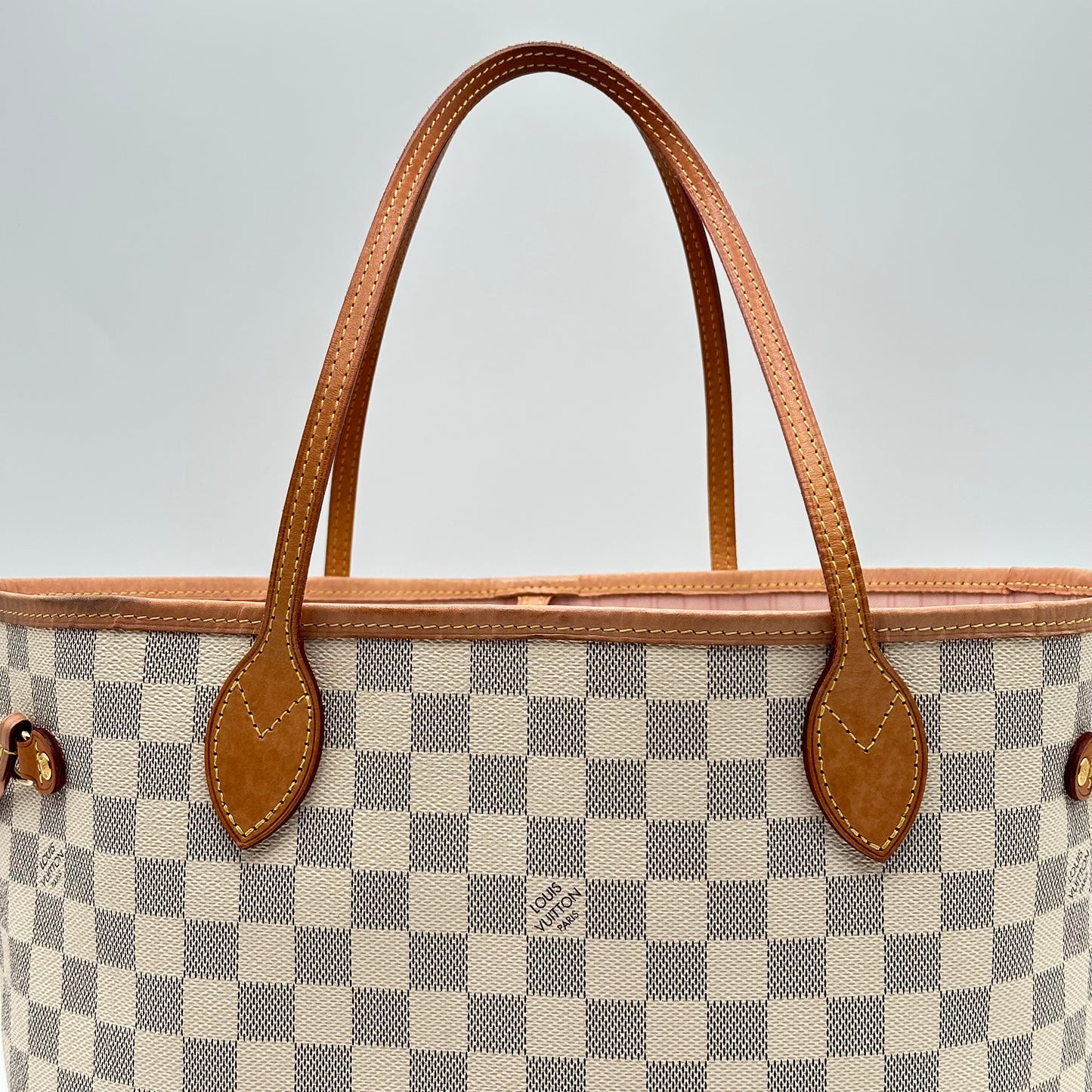 Authentic Louis Vuitton 2019 Damier Azur Neverfull MM Tote Handbag with Dust Bag