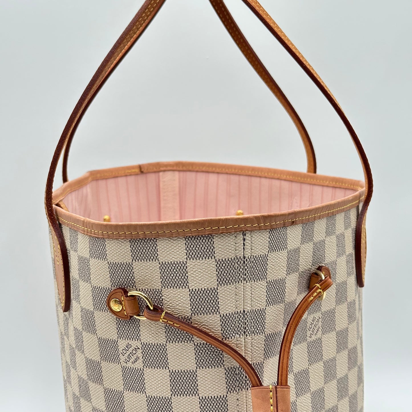 Authentic Louis Vuitton 2019 Damier Azur Neverfull MM Tote Handbag with Dust Bag