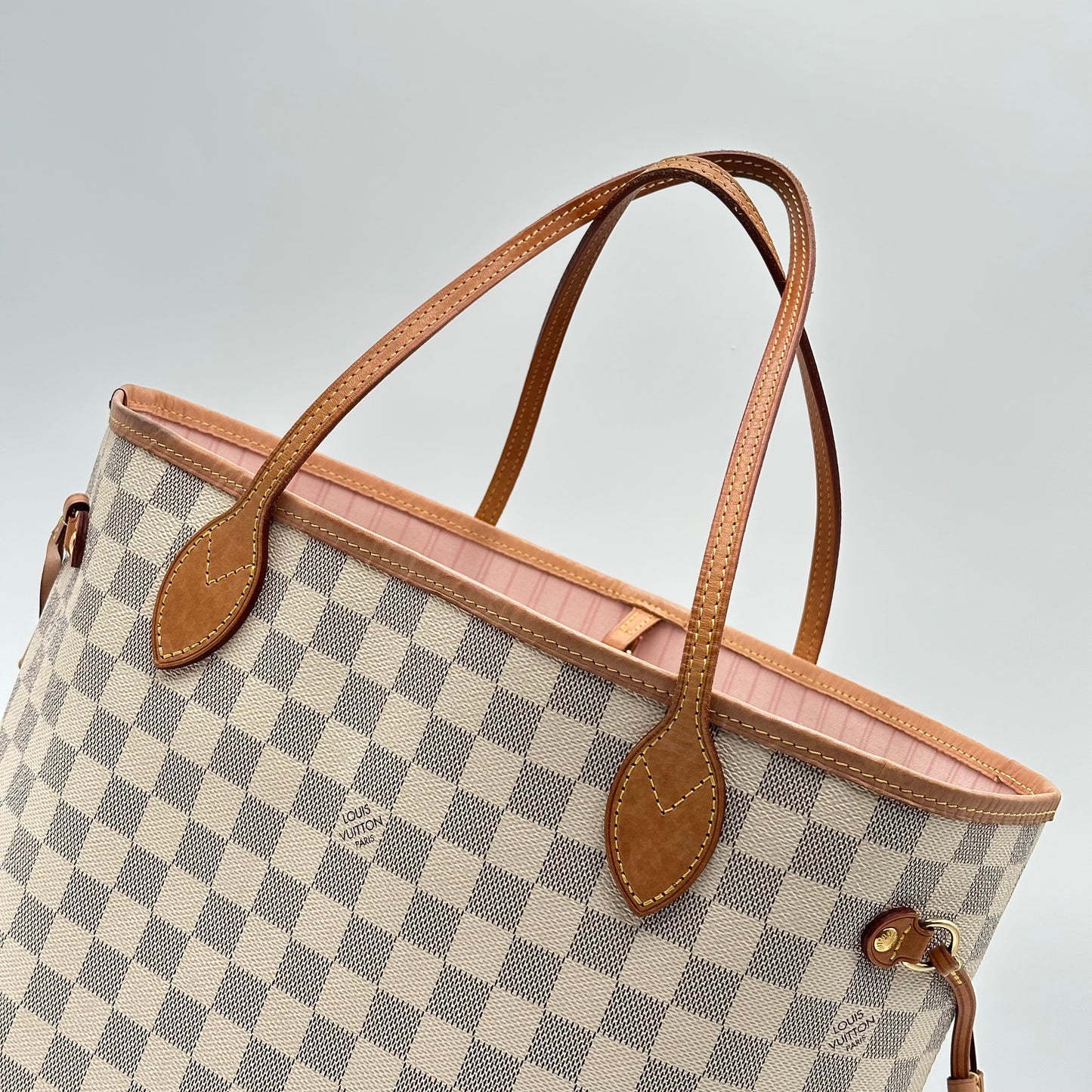 Authentic Louis Vuitton 2019 Damier Azur Neverfull MM Tote Handbag with Dust Bag