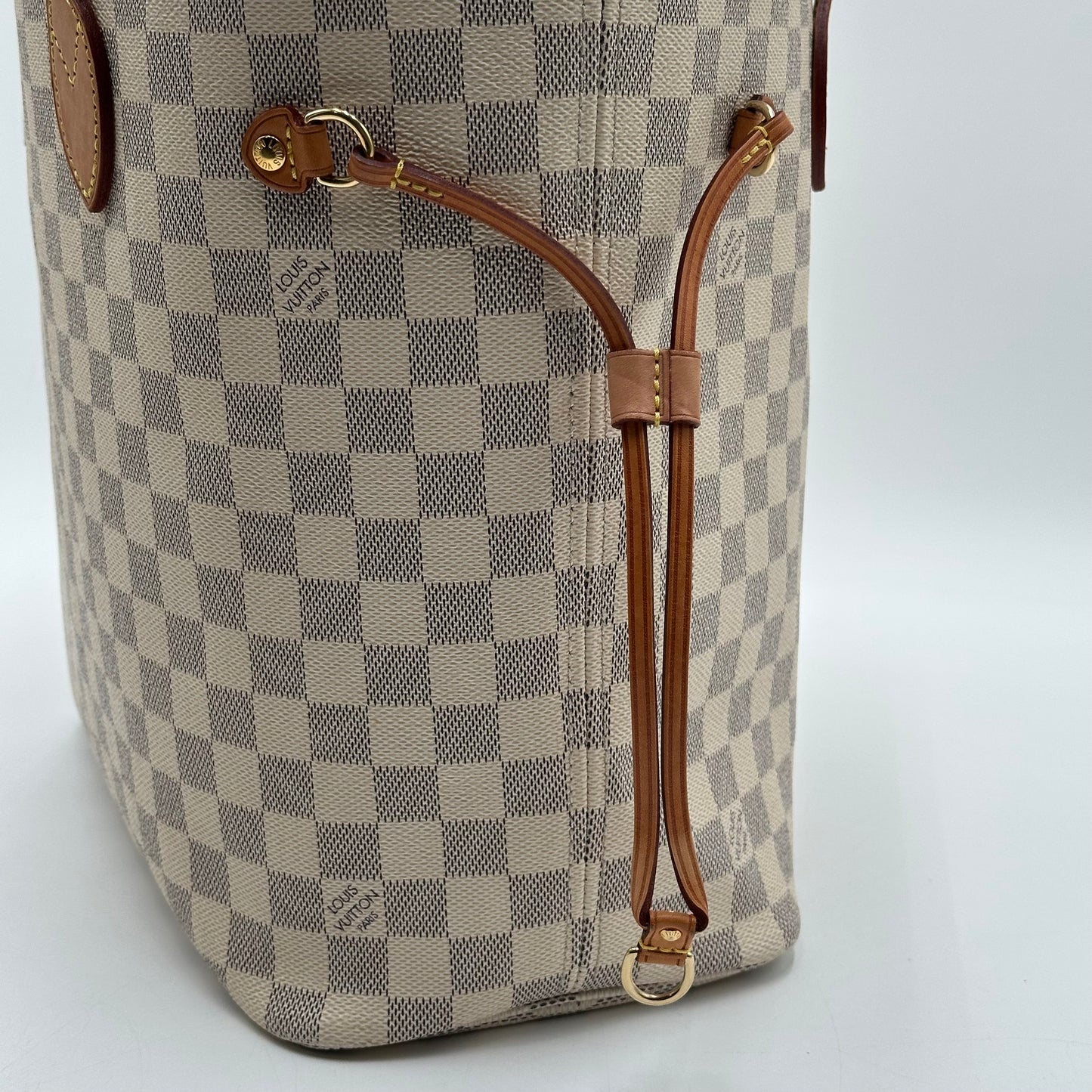 Authentic Louis Vuitton 2019 Damier Azur Neverfull MM Tote Handbag with Dust Bag