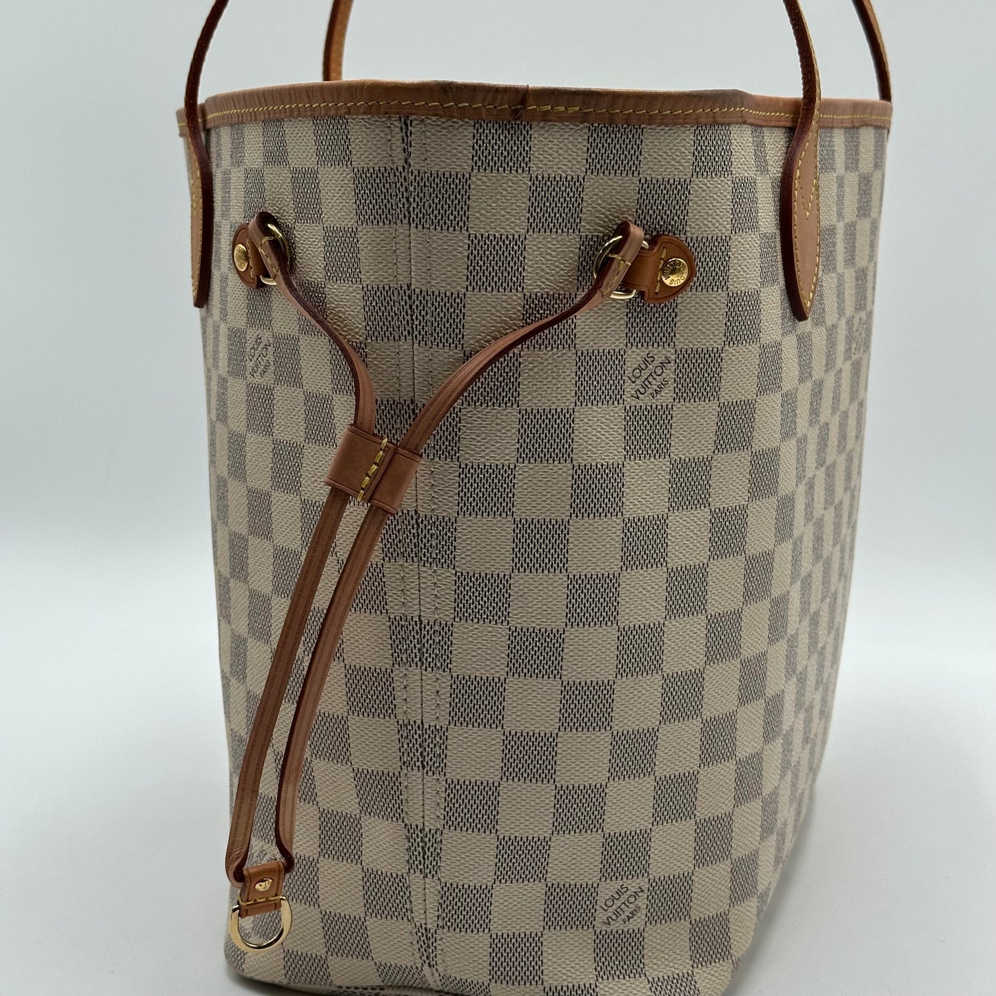Authentic Louis Vuitton 2019 Damier Azur Neverfull MM Tote Handbag with Dust Bag