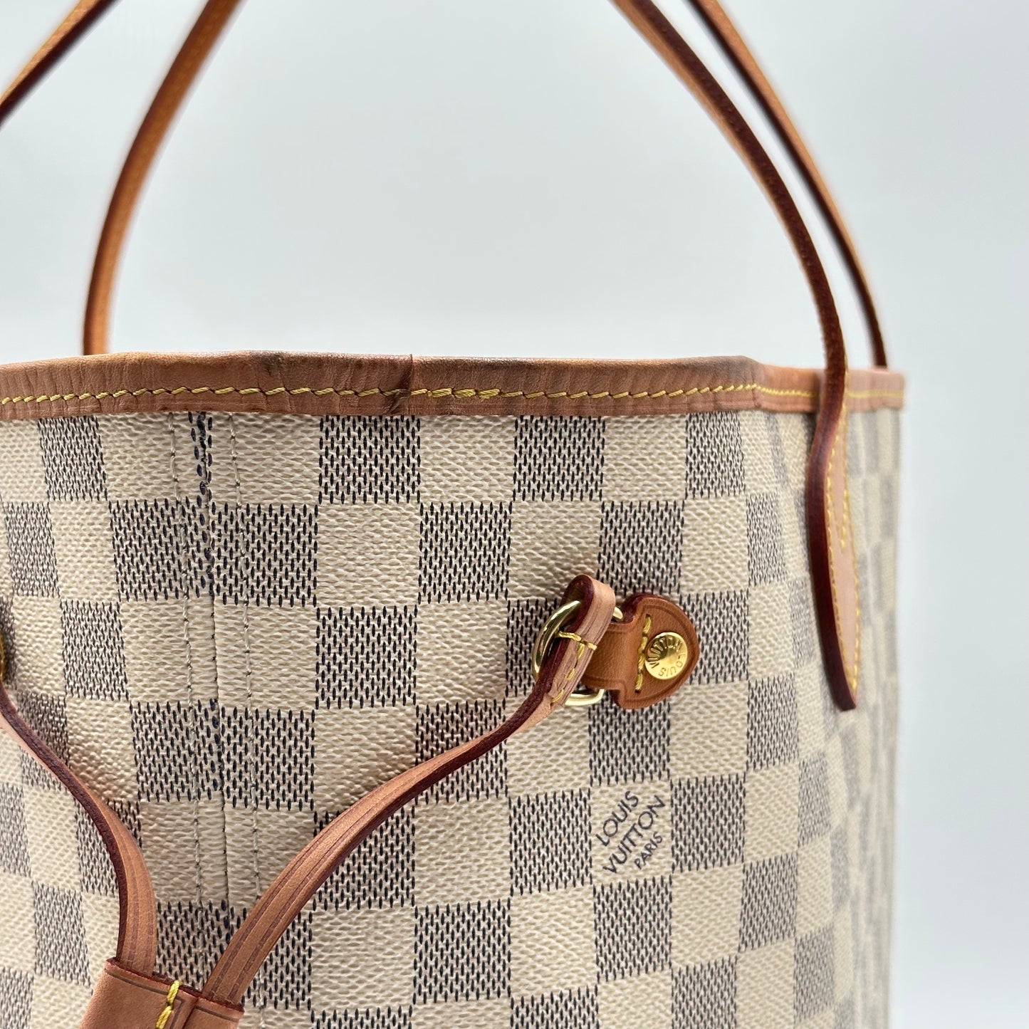 Authentic Louis Vuitton 2019 Damier Azur Neverfull MM Tote Handbag with Dust Bag