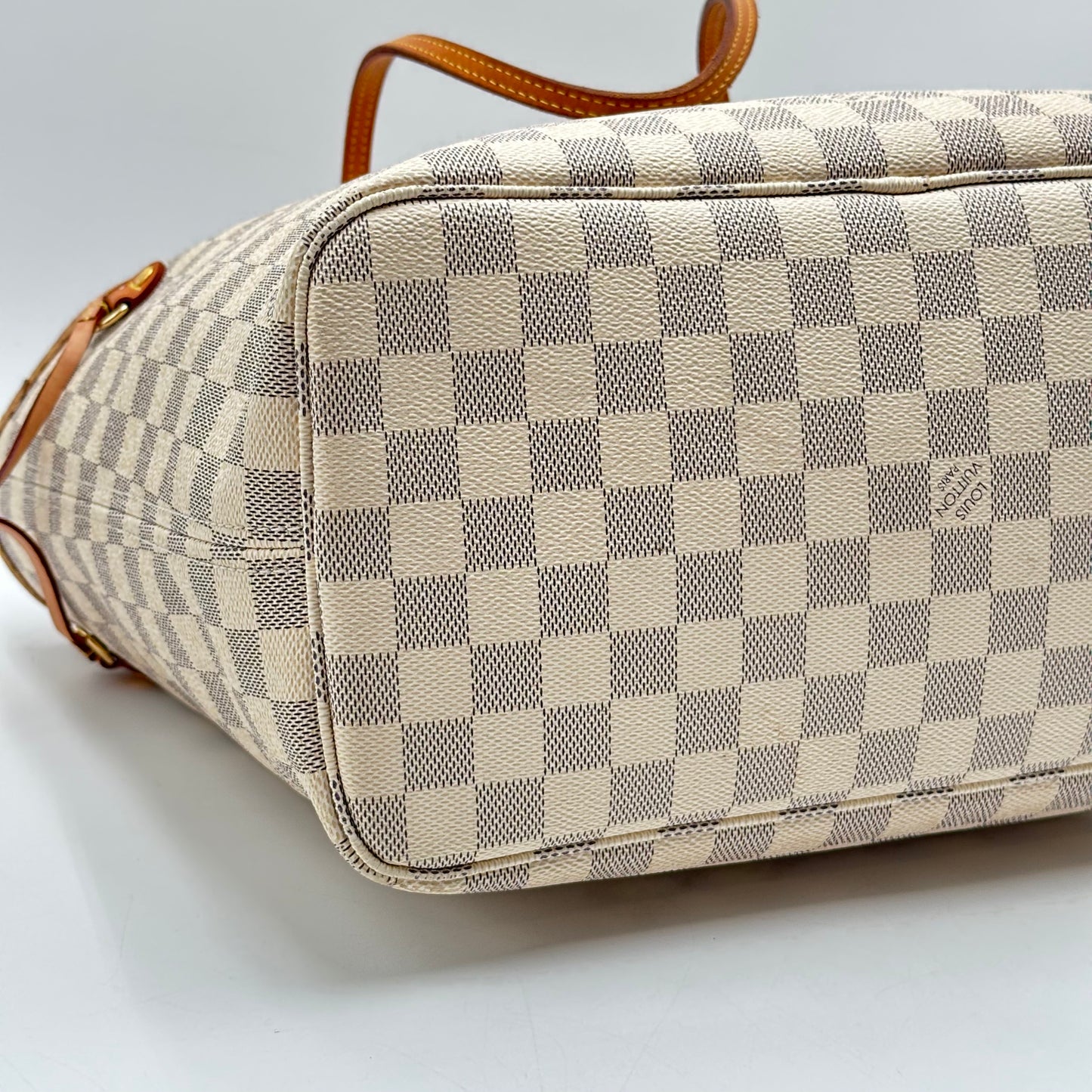 Authentic Louis Vuitton 2019 Damier Azur Neverfull MM Tote Handbag with Dust Bag