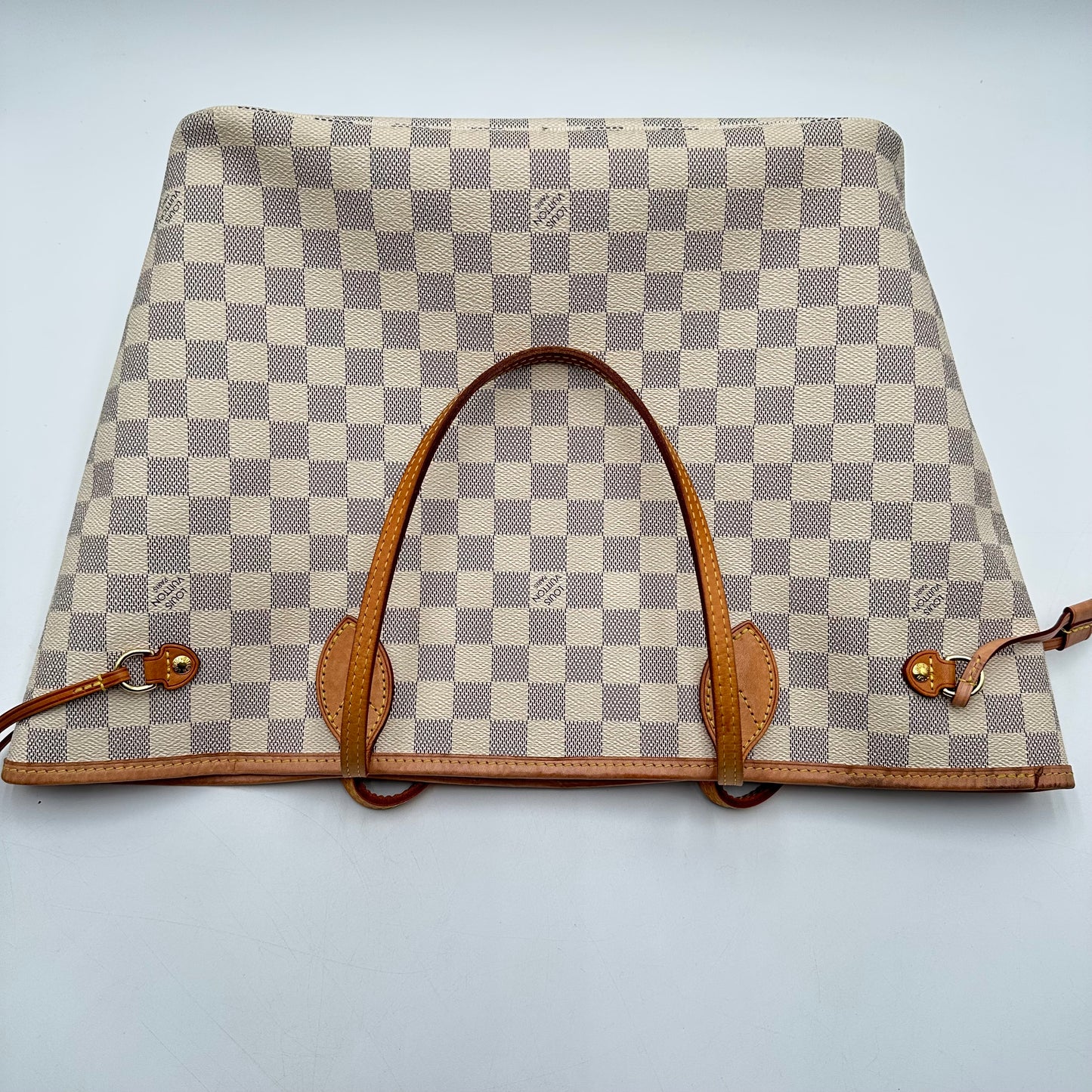 Authentic Louis Vuitton 2019 Damier Azur Neverfull MM Tote Handbag with Dust Bag