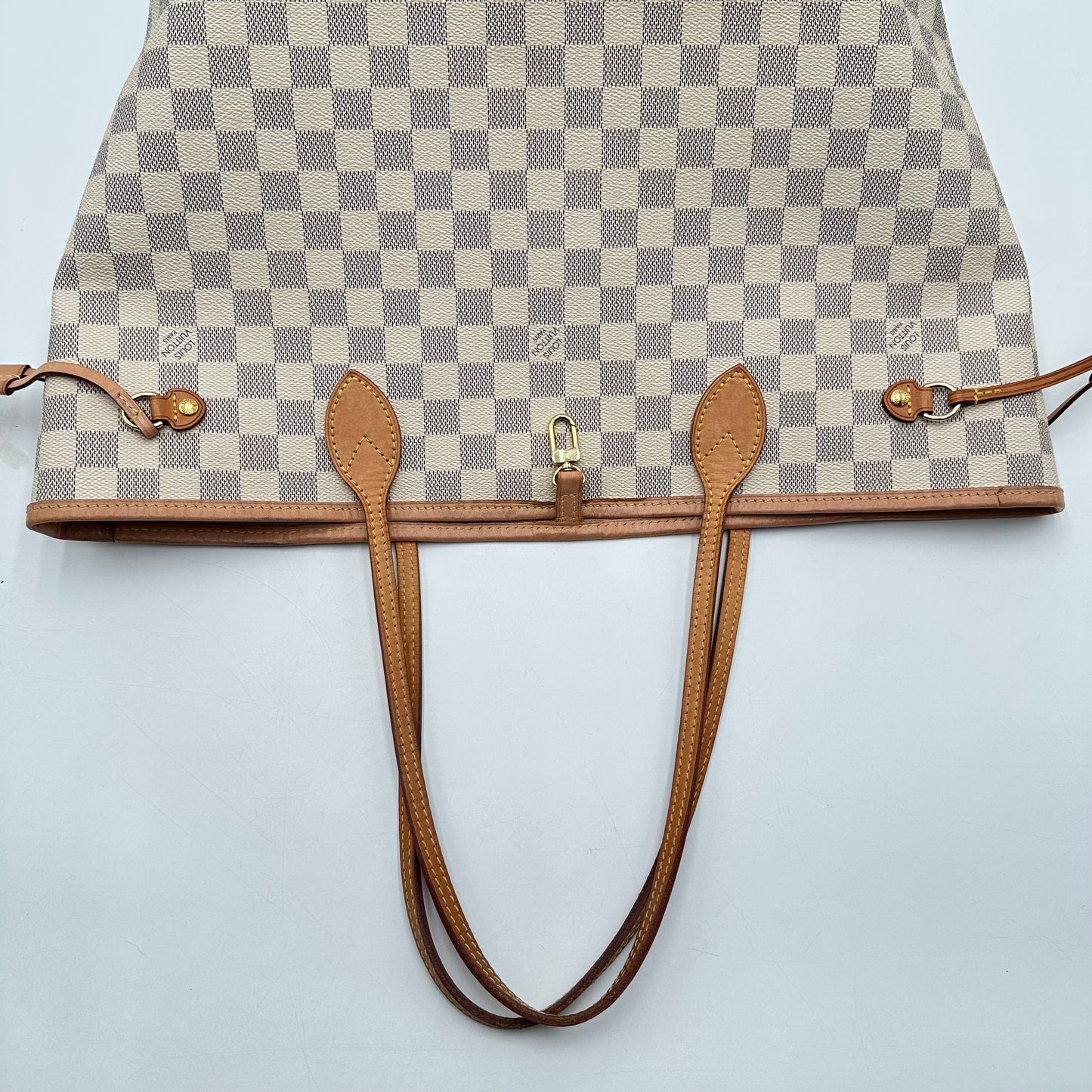 Authentic Louis Vuitton 2019 Damier Azur Neverfull MM Tote Handbag with Dust Bag