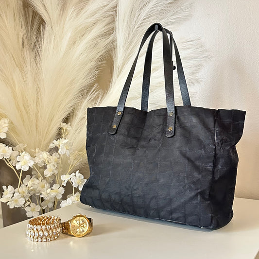 Authentic CHANEL Black Medium Travel Line Tote