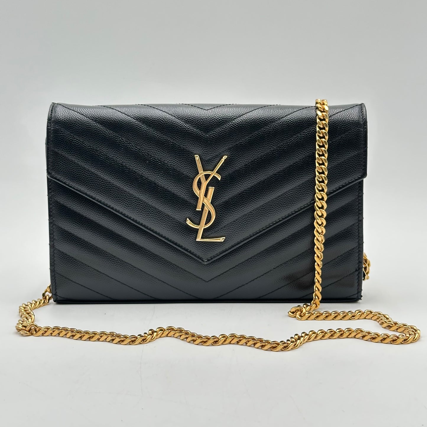 Authentic YSL Black Cassandre Envelope Chain Crossbody