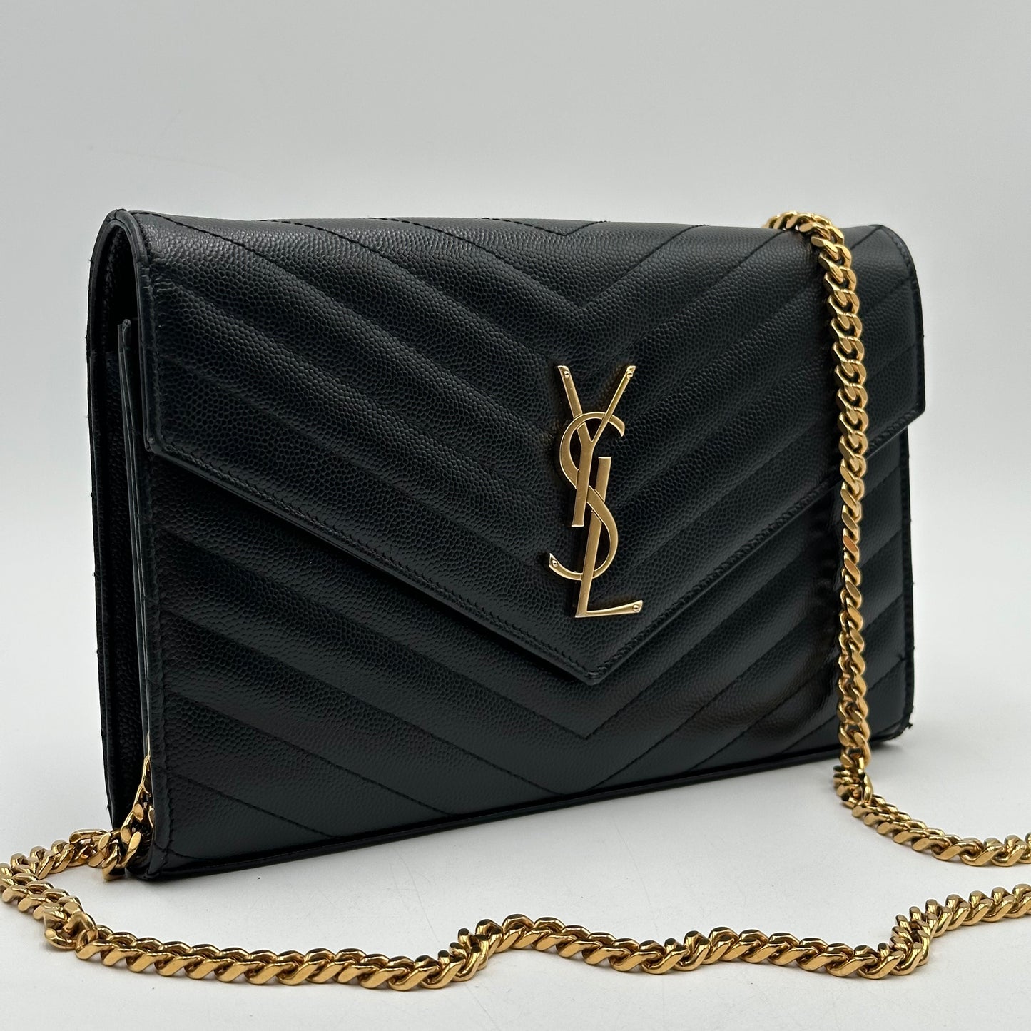 Authentic YSL Black Cassandre Envelope Chain Crossbody