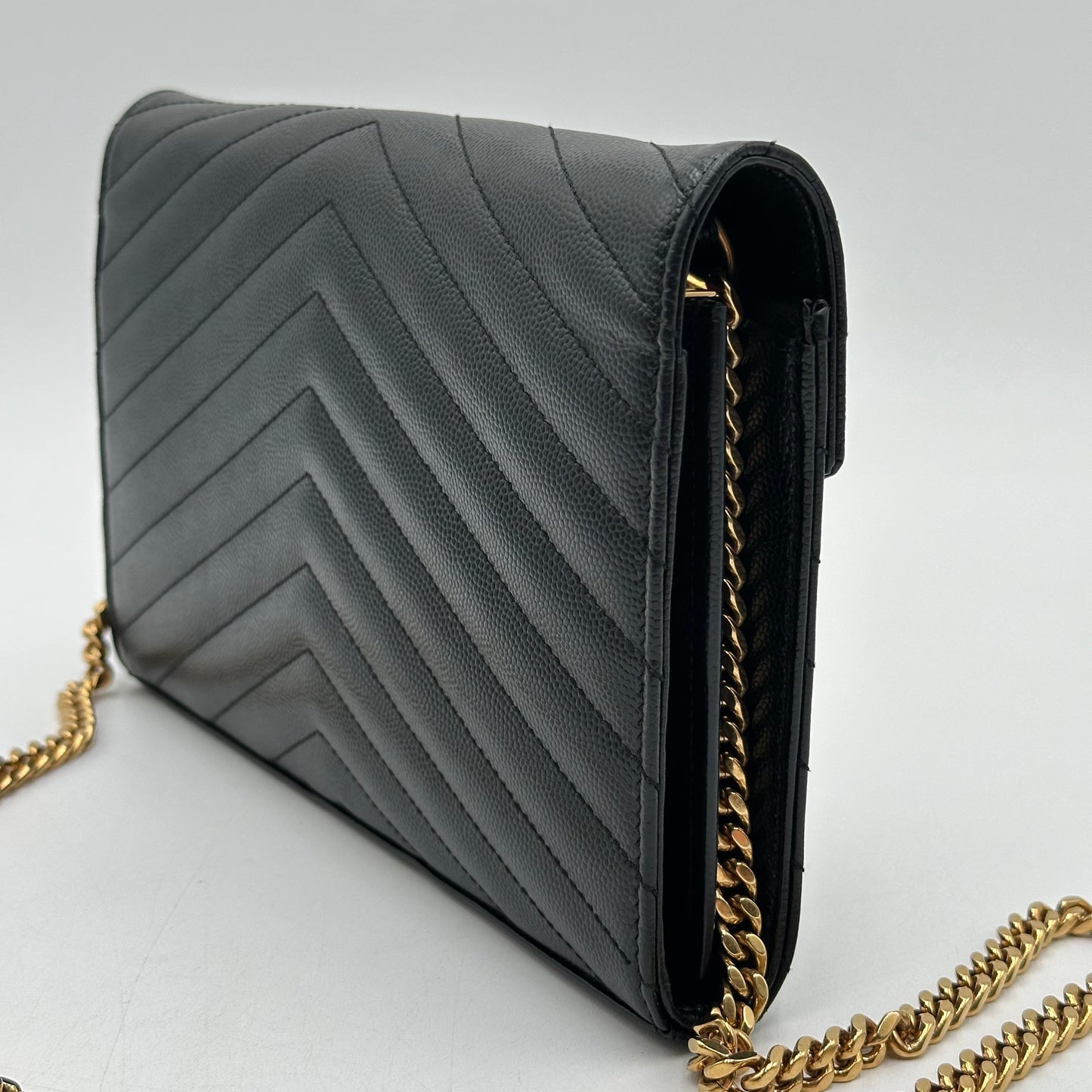 Authentic YSL Black Cassandre Envelope Chain Crossbody
