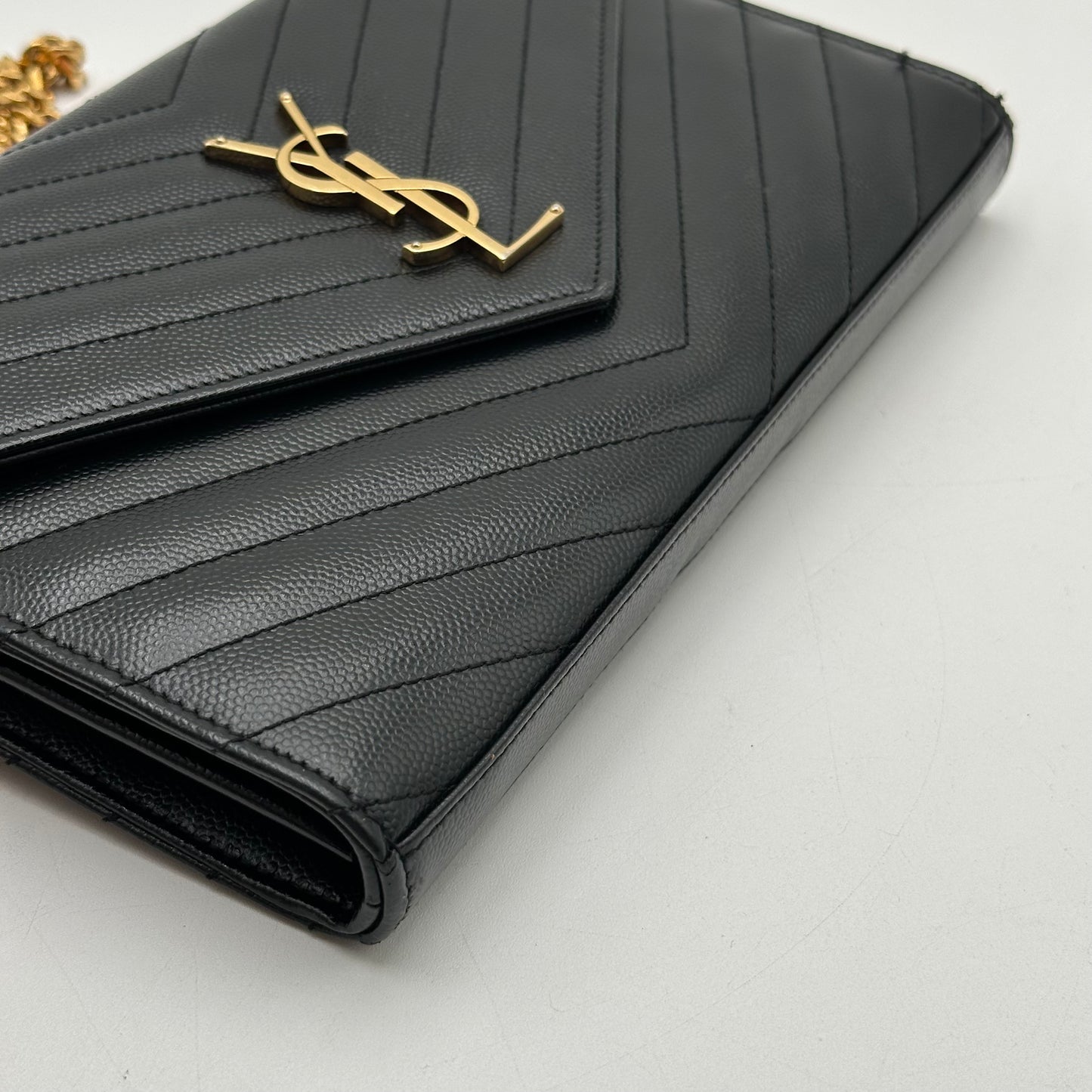 Authentic YSL Black Cassandre Envelope Chain Crossbody