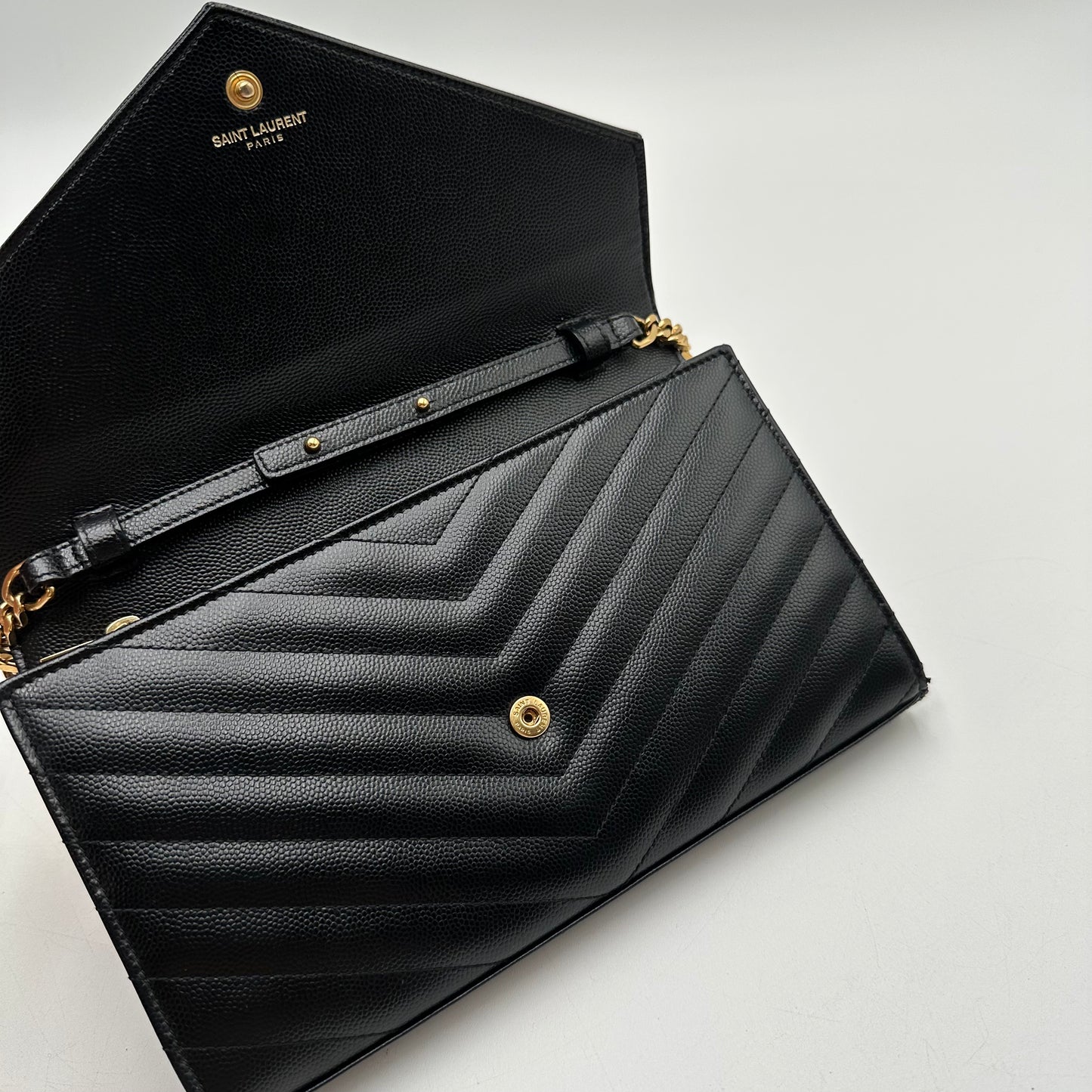 Authentic YSL Black Cassandre Envelope Chain Crossbody