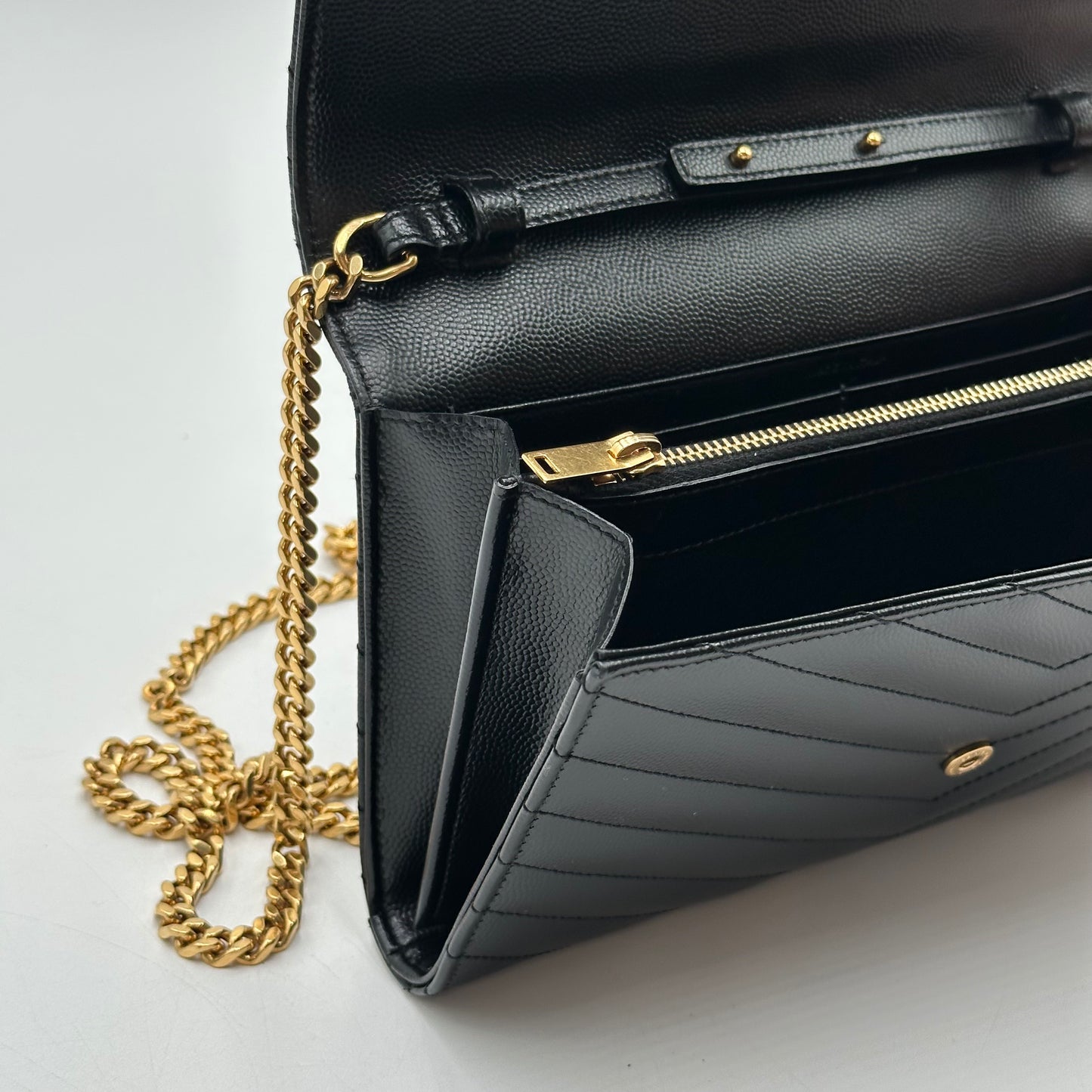 Authentic YSL Black Cassandre Envelope Chain Crossbody