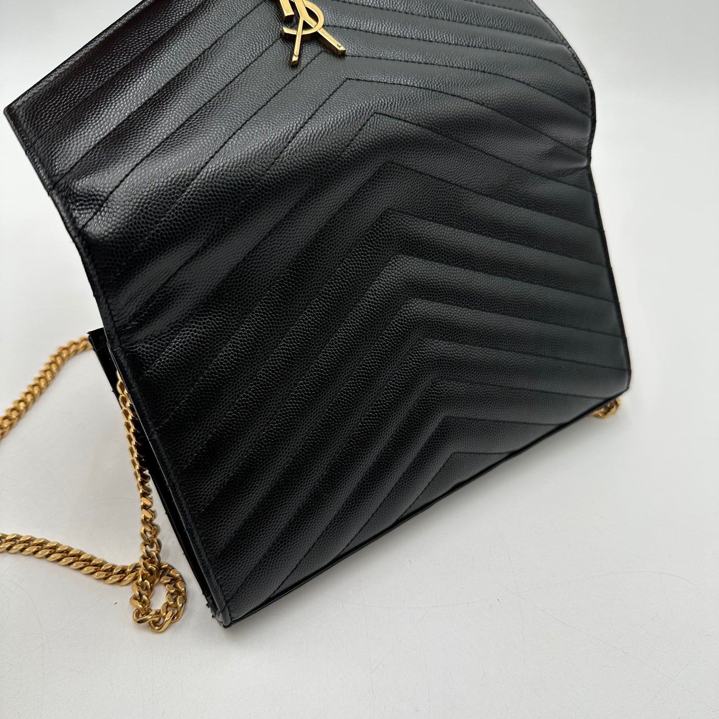 Authentic YSL Black Cassandre Envelope Chain Crossbody